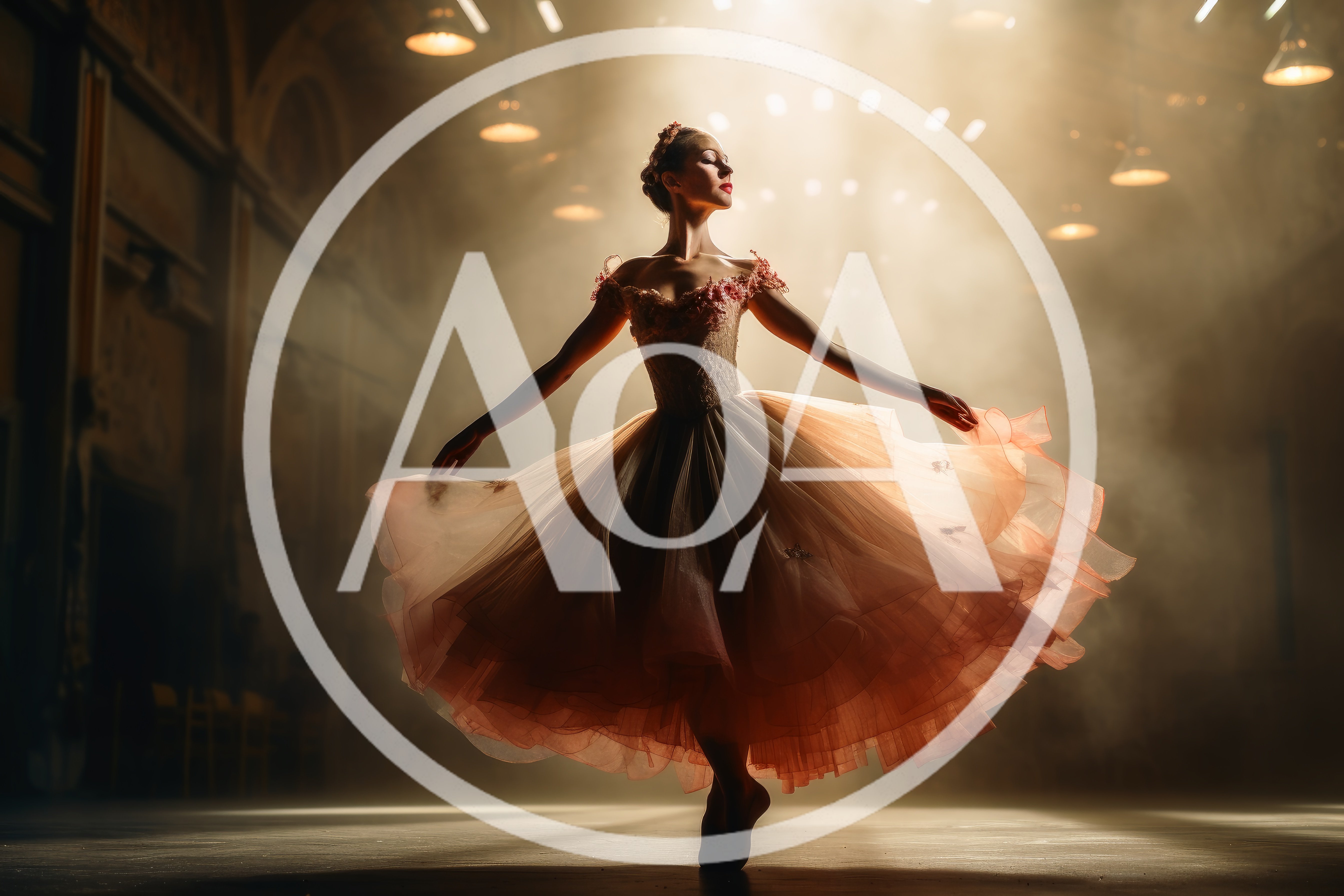 Ballerina Performing Graceful Dance In Dramatic Stage Lighting