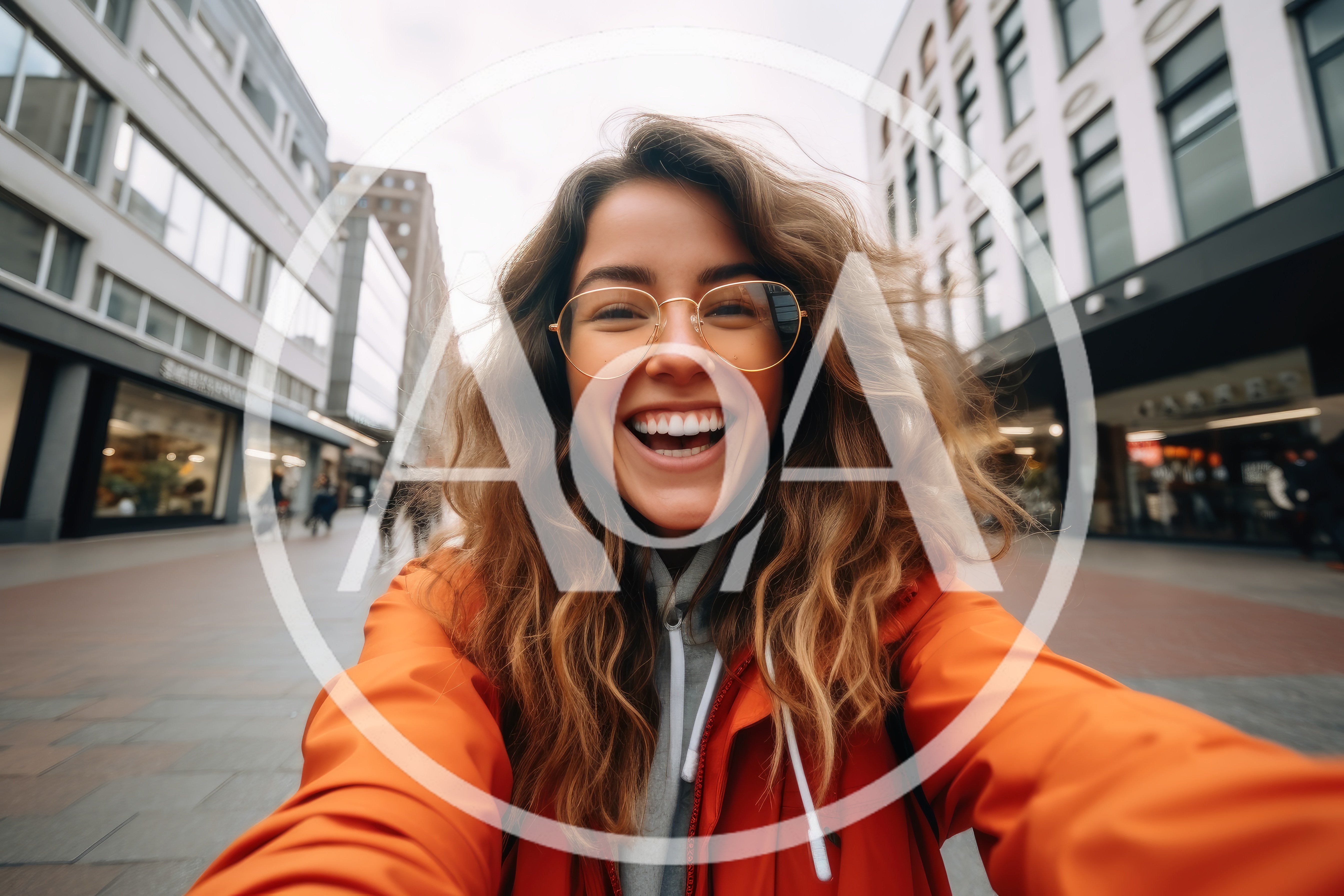 Young Woman Taking A Selfie In A City Street