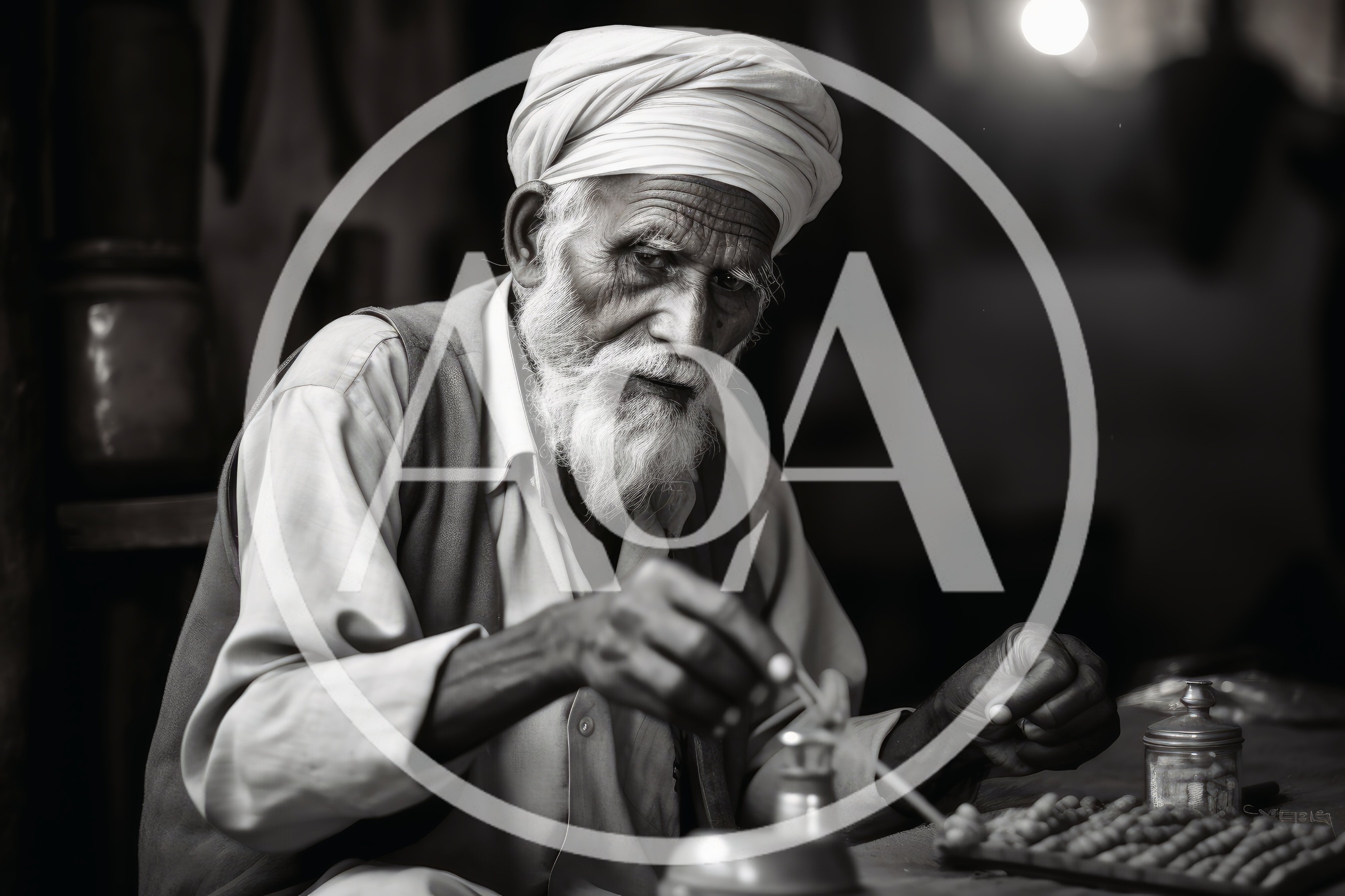 Elderly Artisan Crafting Traditional Jewelry In Workshop