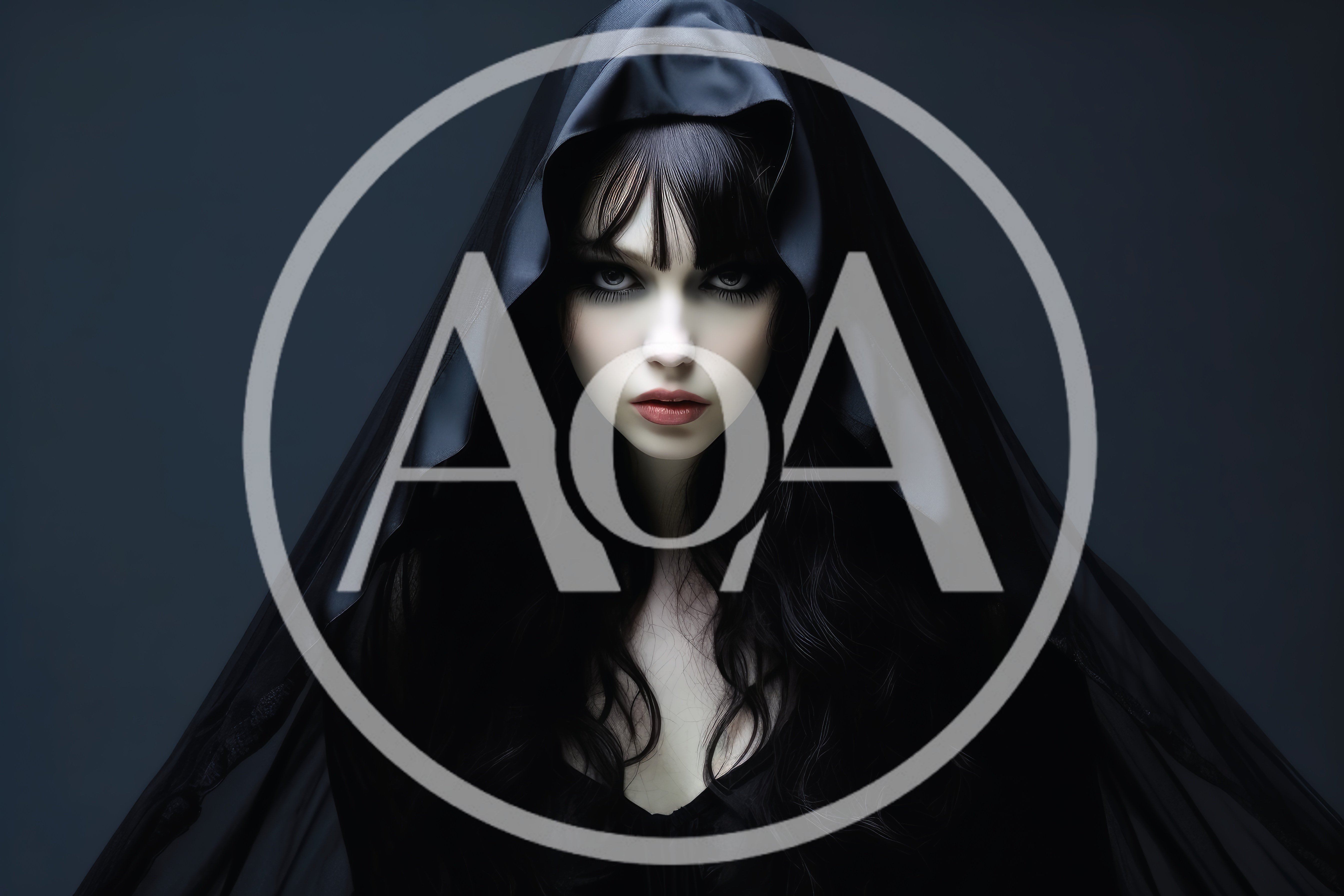 Gothic Woman With Dark Makeup And Black Hood