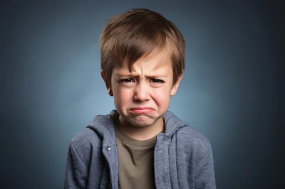 Portrait Of A Sad Young Boy
