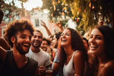 Group of Friends Celebrating at an Outdoor Party