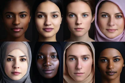 Diverse Women Portraits In A Grid Collage