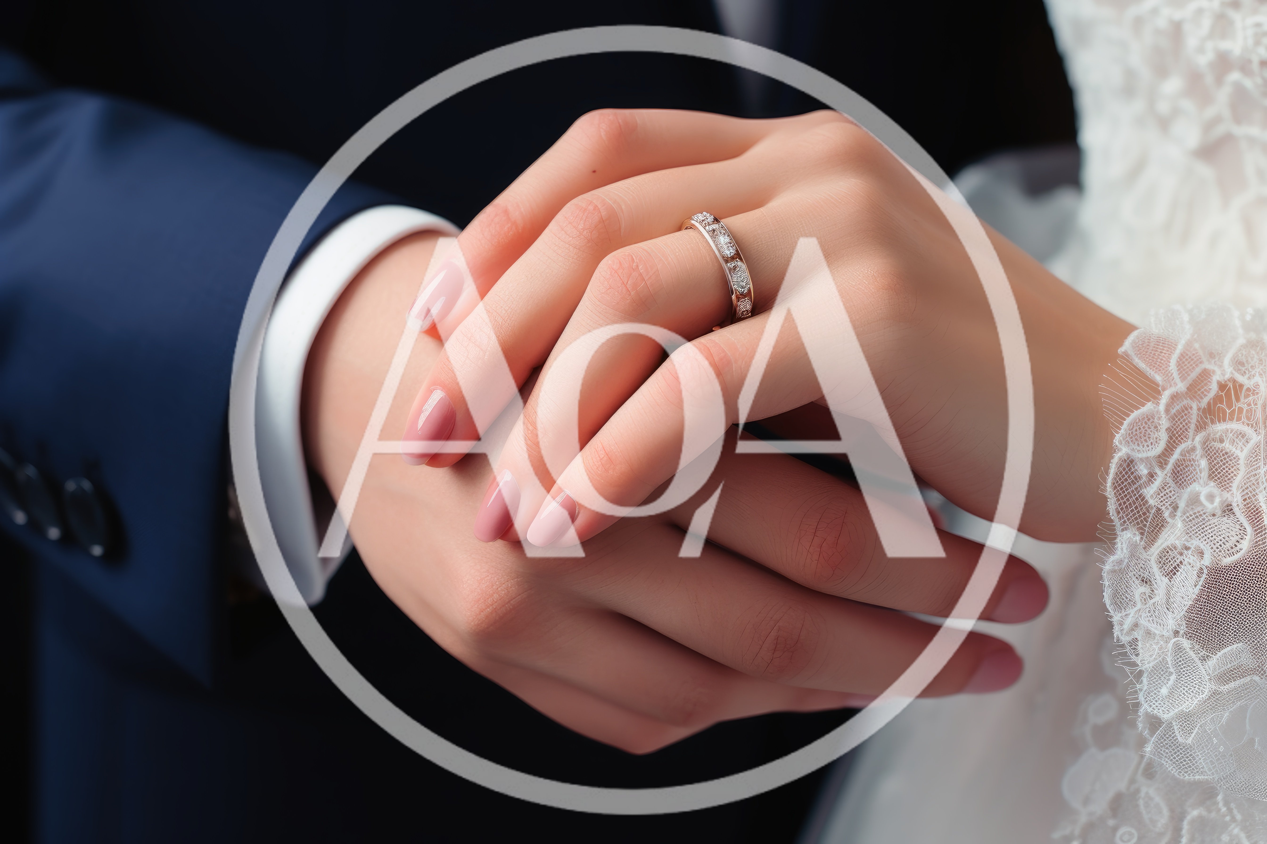 Close Up Of A Bride And Groom Holding Hands