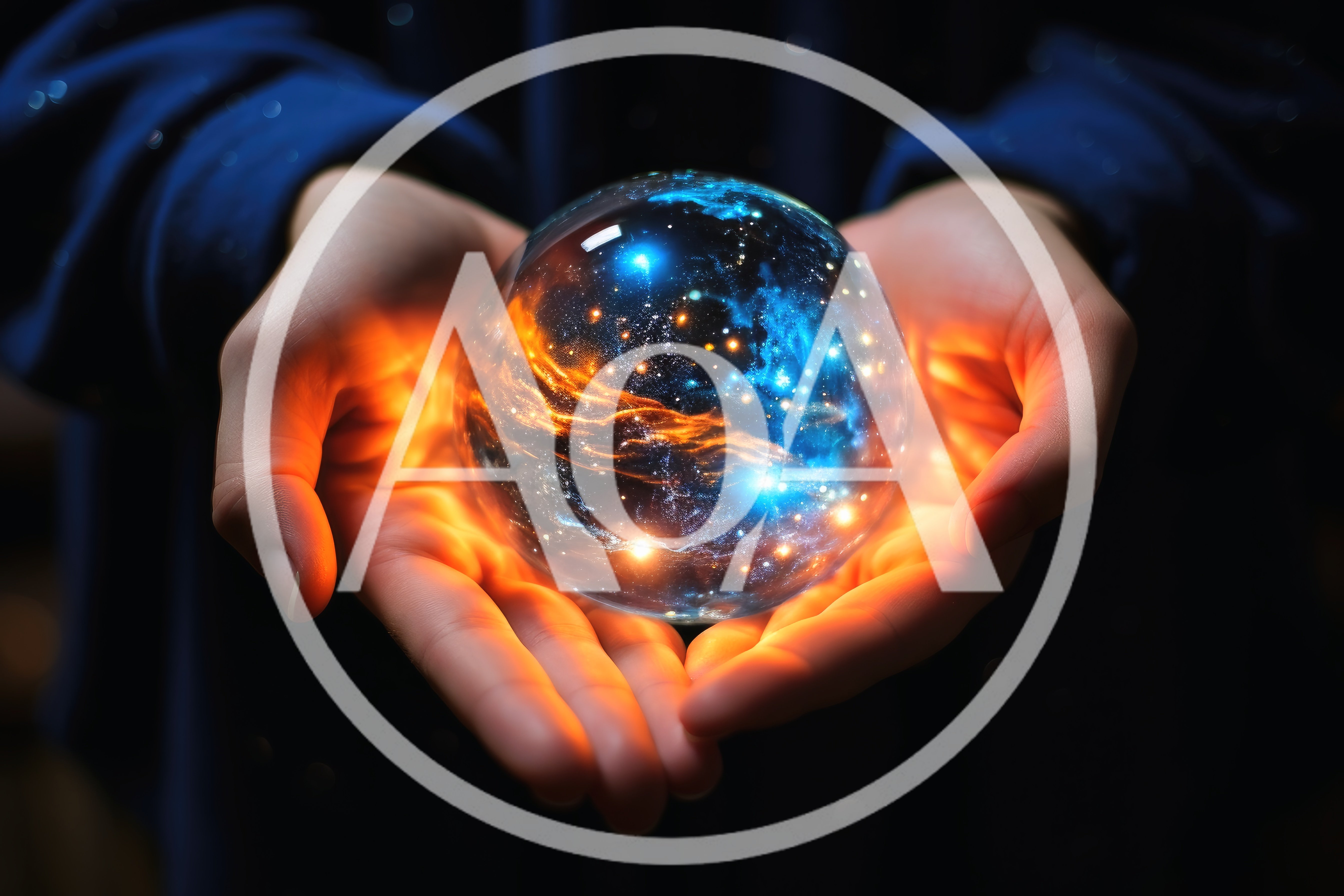 Hands Holding A Glowing Cosmic Crystal Ball