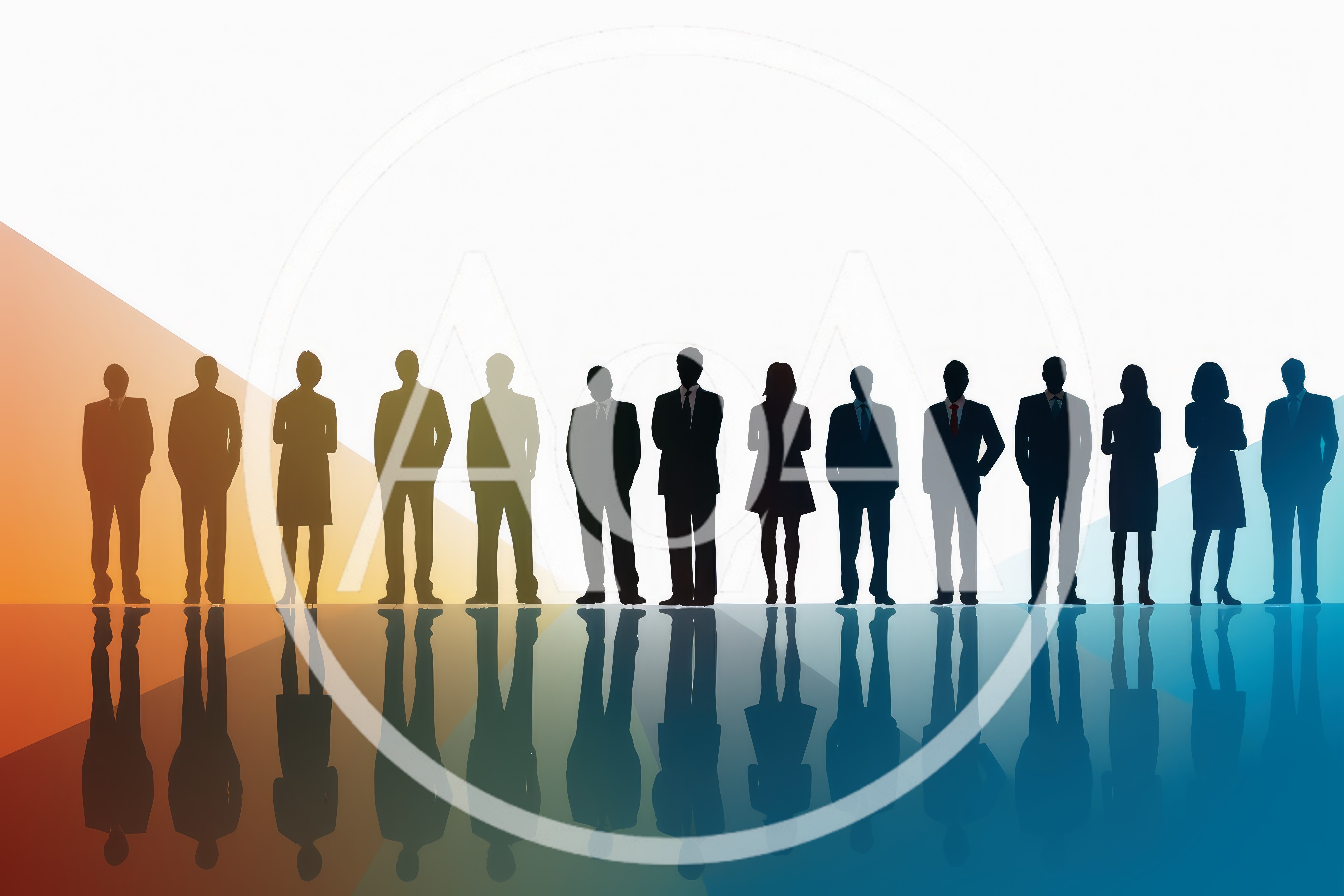Silhouettes Of Business Professionals Standing In A Row