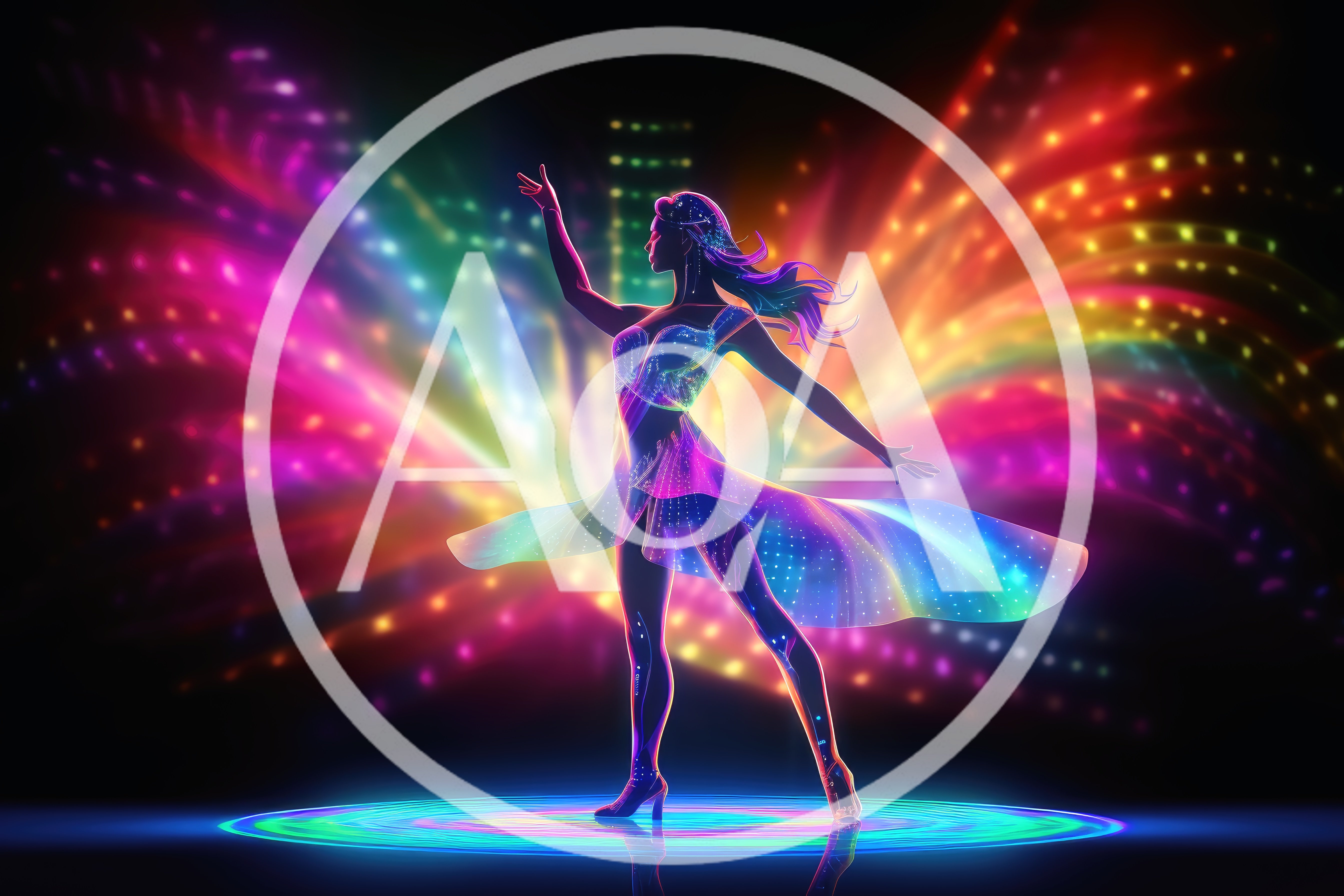 Glowing Neon Dancer Performing On Stage