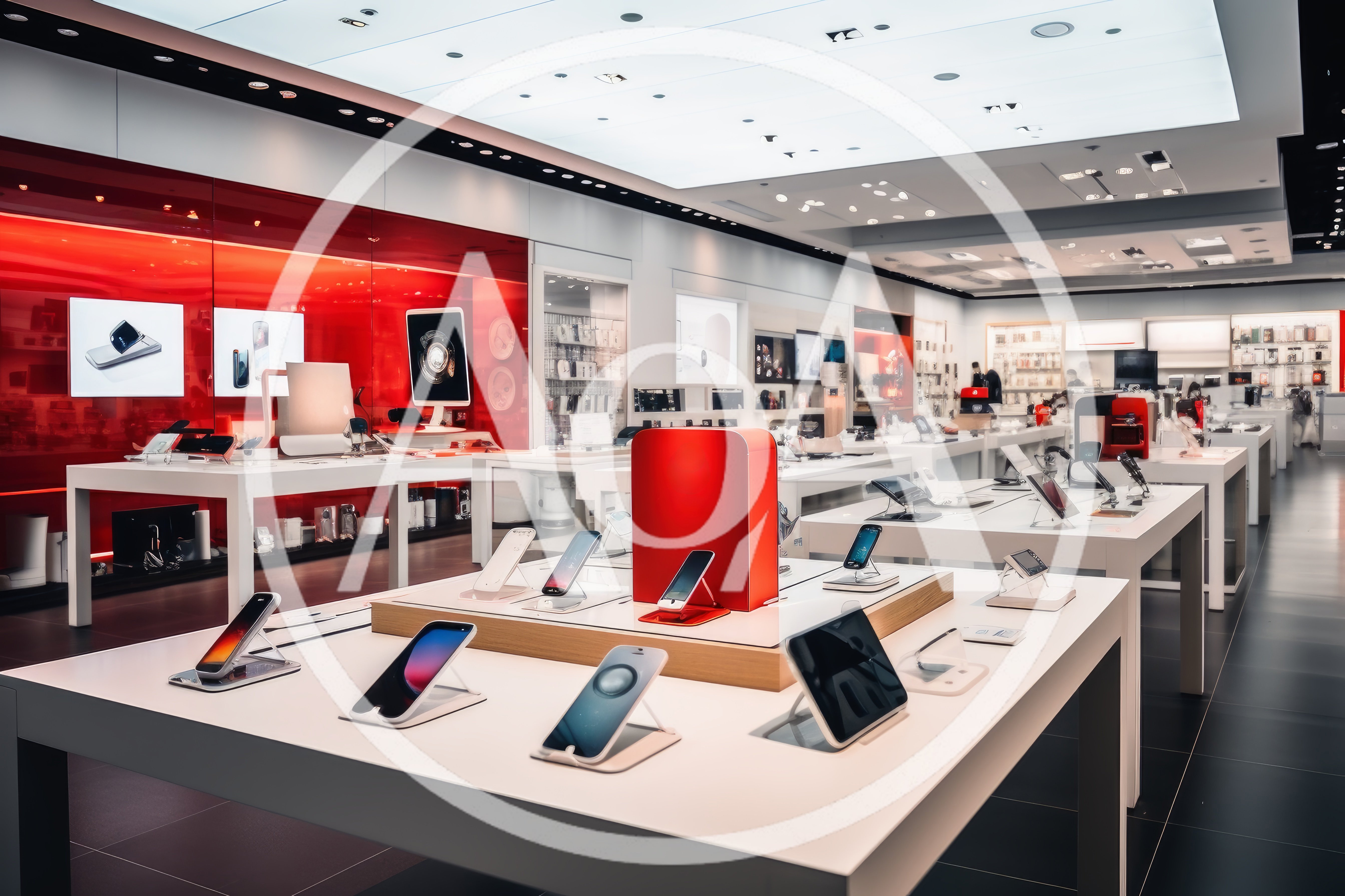 Modern Electronics Retail Store Displaying Smartphones