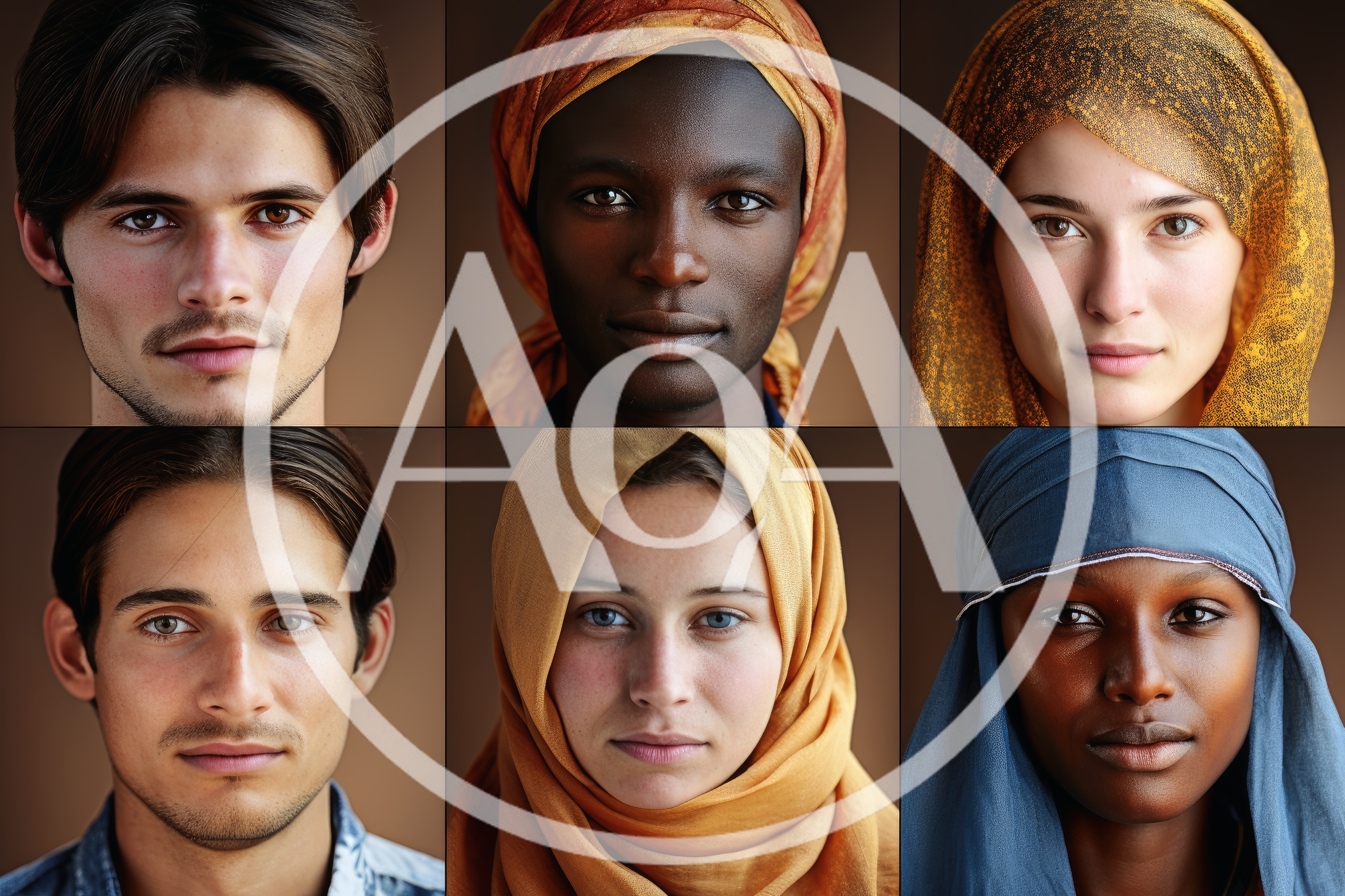 Diverse Portraits Of Men And Women In Headscarves