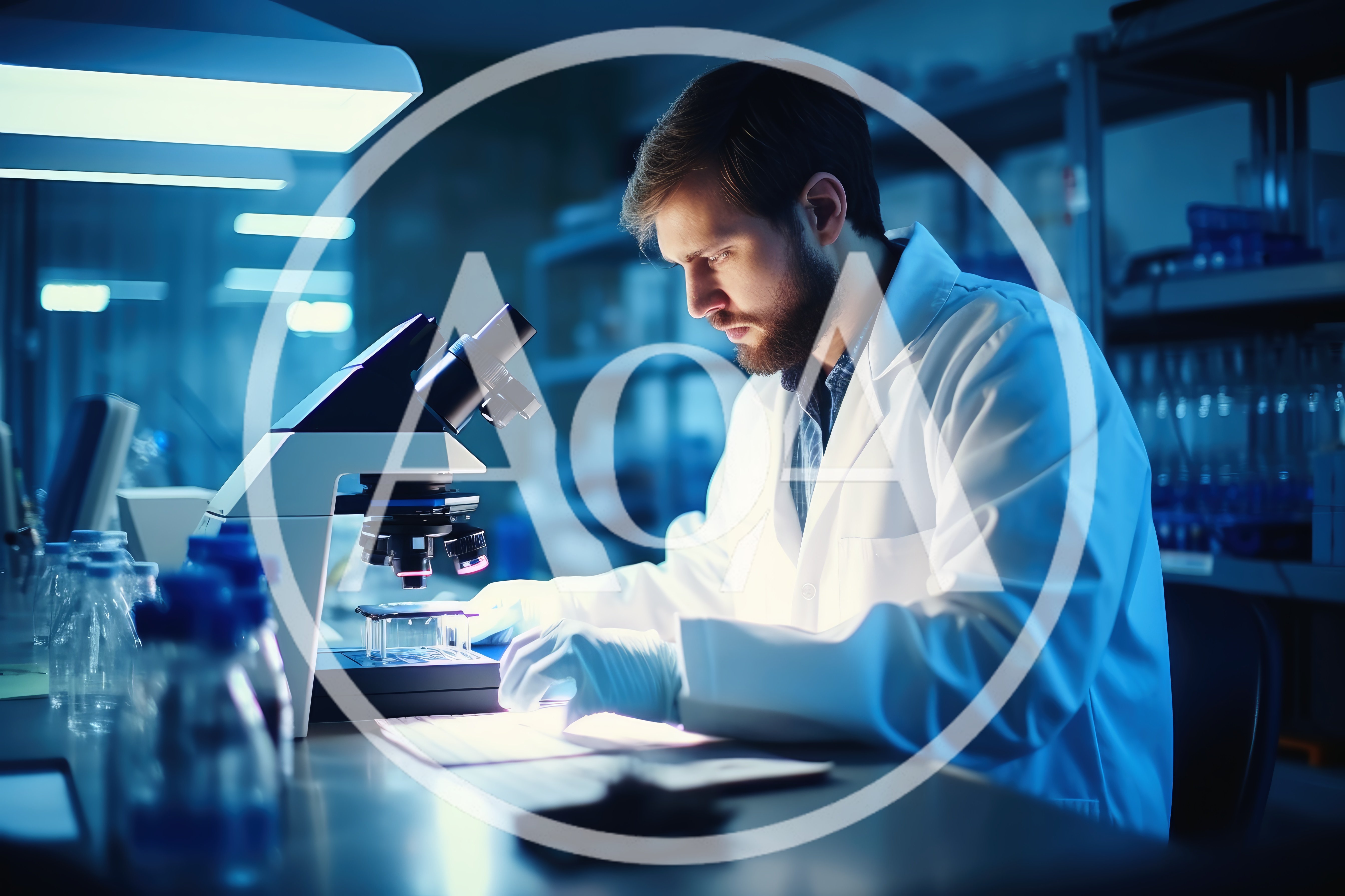 Male Scientist Examining Samples Under Laboratory Microscope