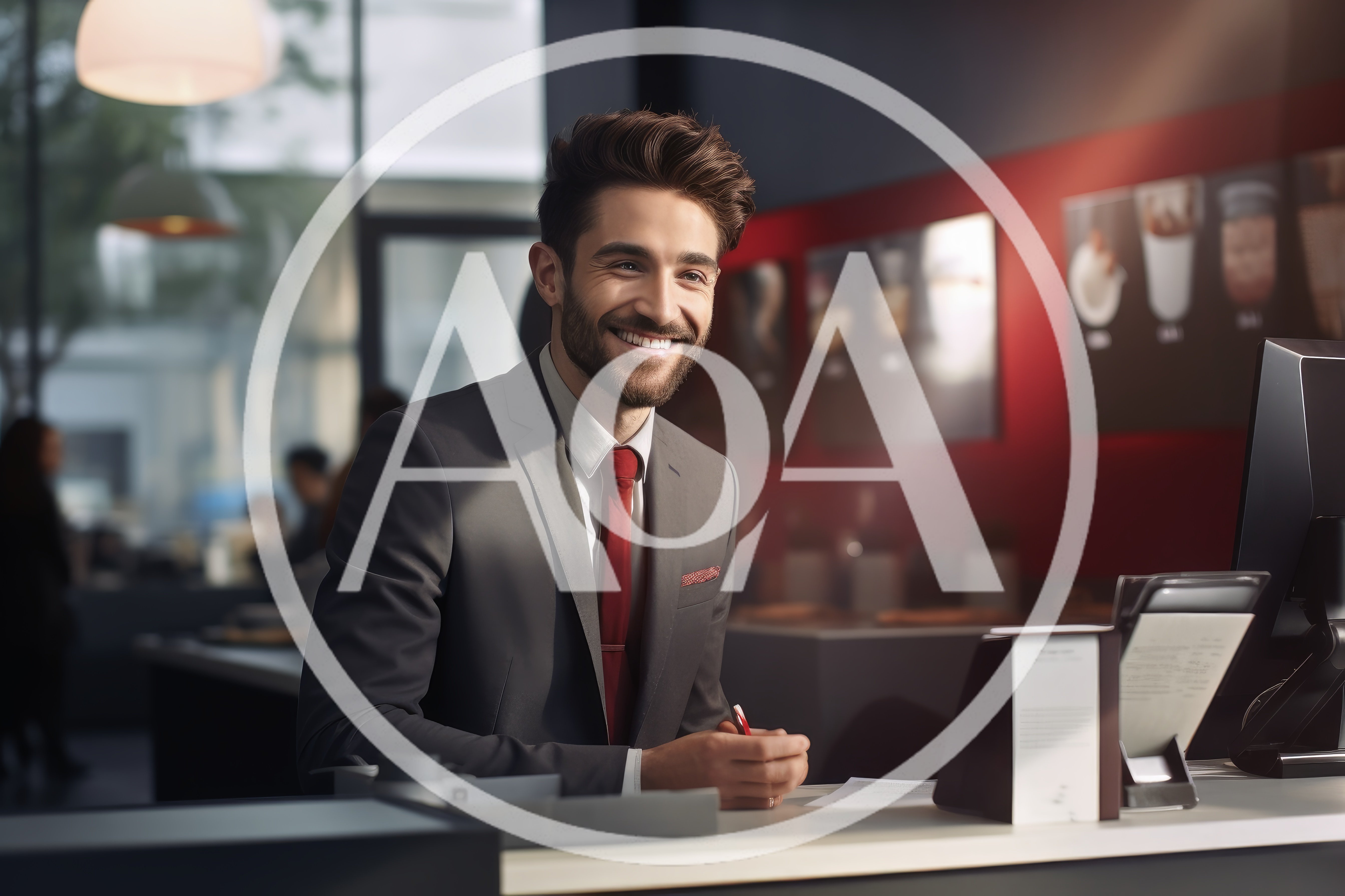 Professional Businessman Smiling While Working At A Desk