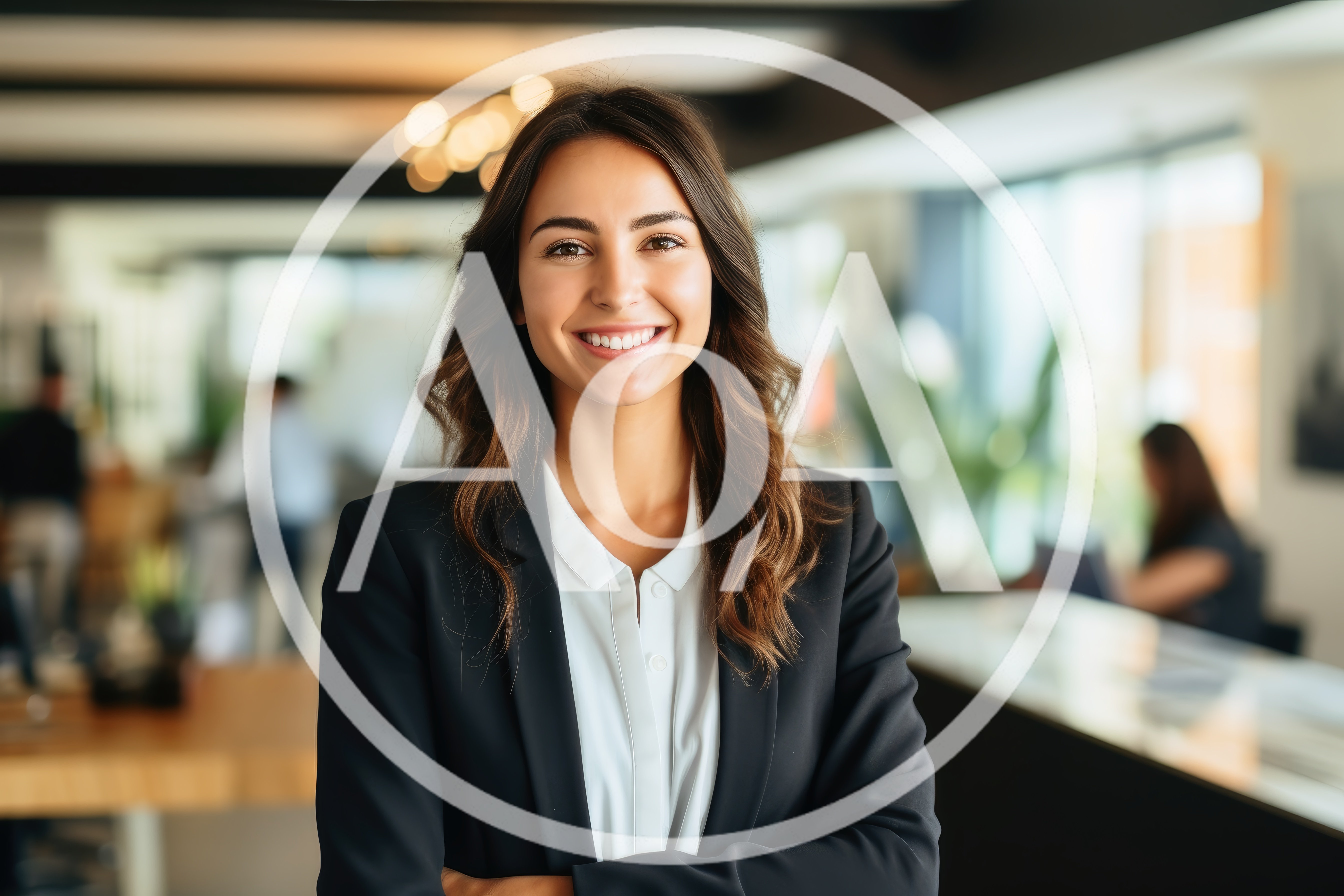 Professional Businesswoman Smiling In A Modern Office Setting