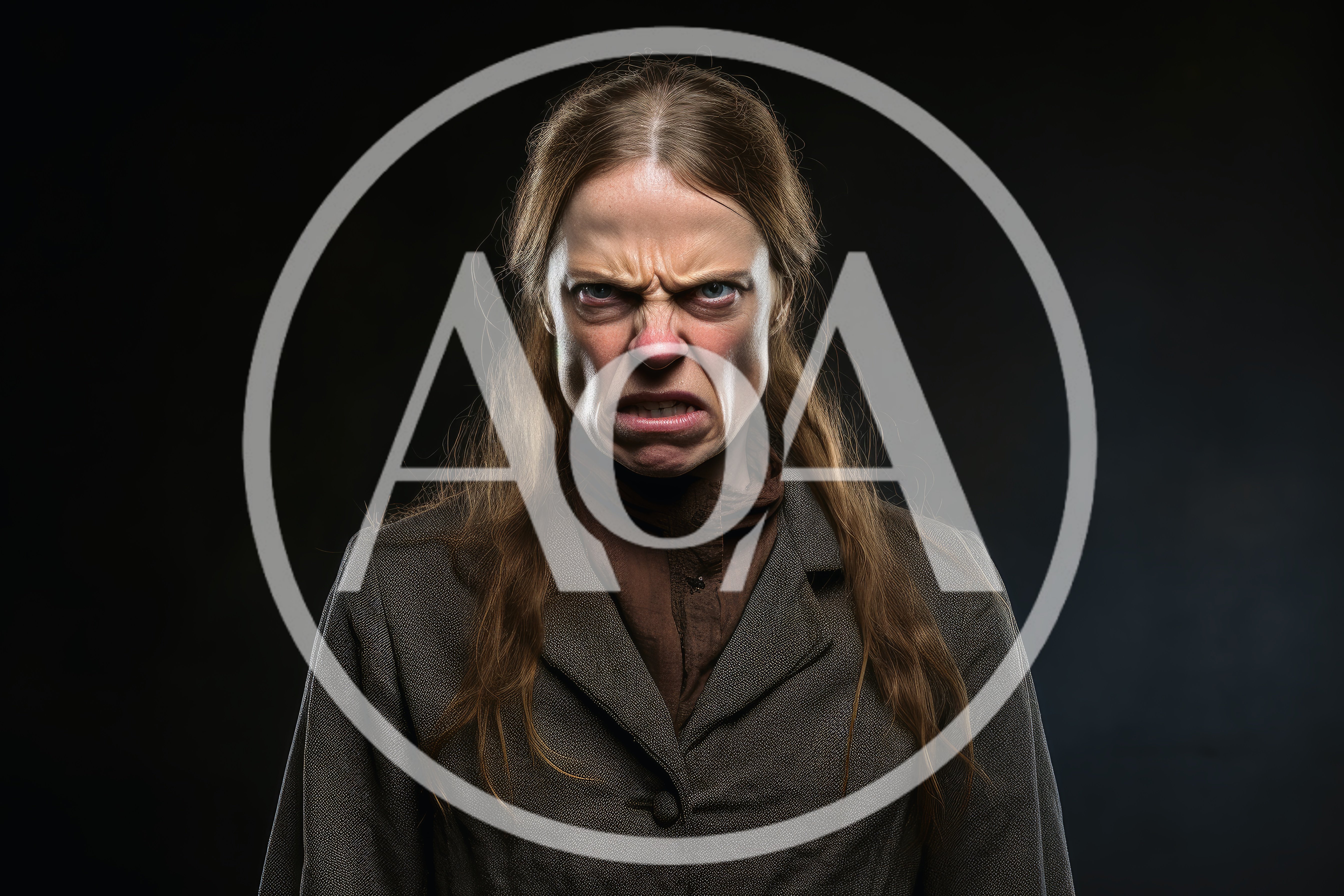 Angry Woman With Intense Facial Expression