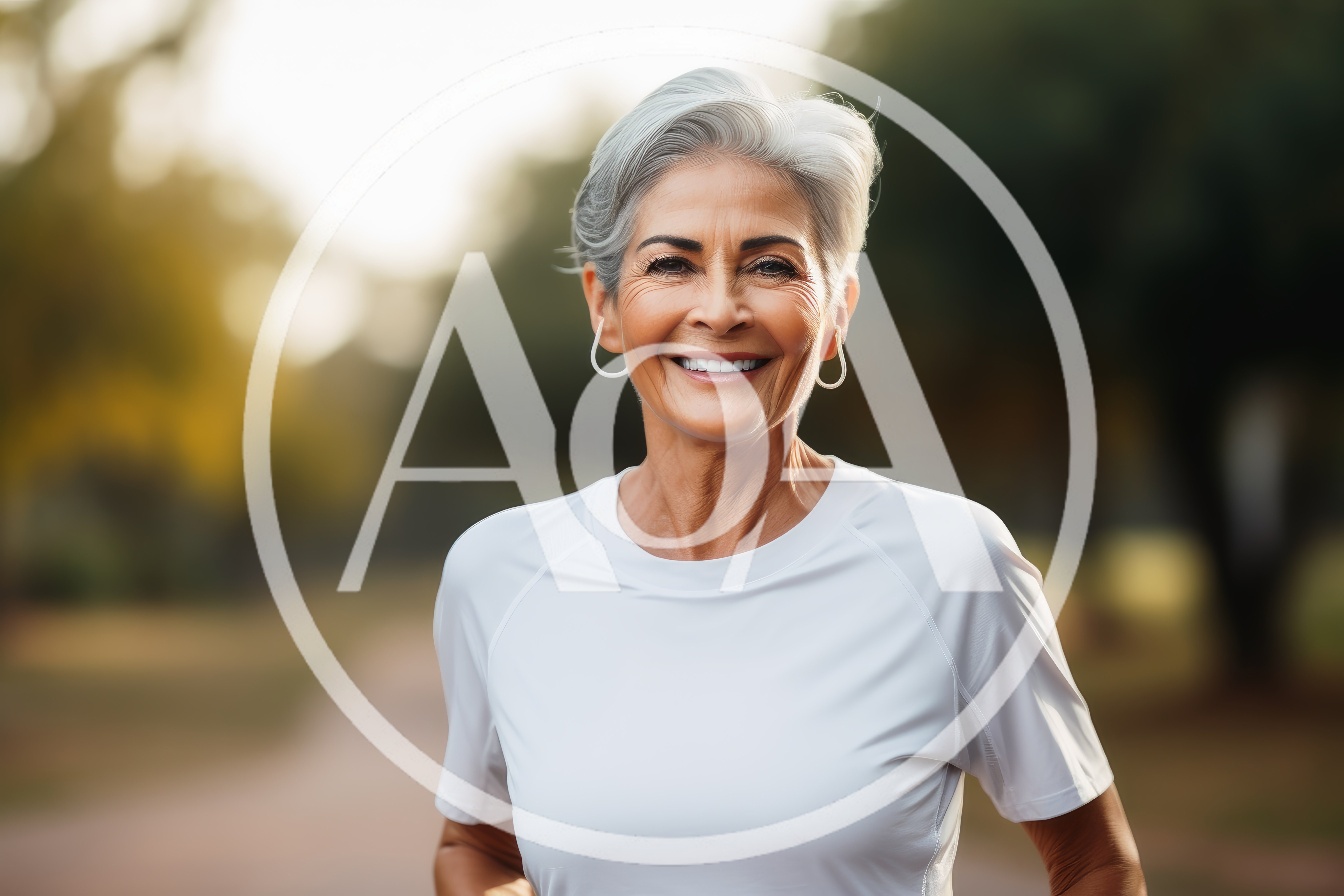 Smiling Mature Woman Jogging Outdoors