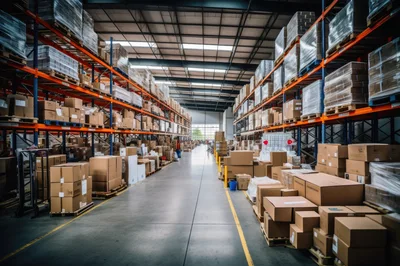 Industrial Warehouse Interior With Pallet Racking Systems