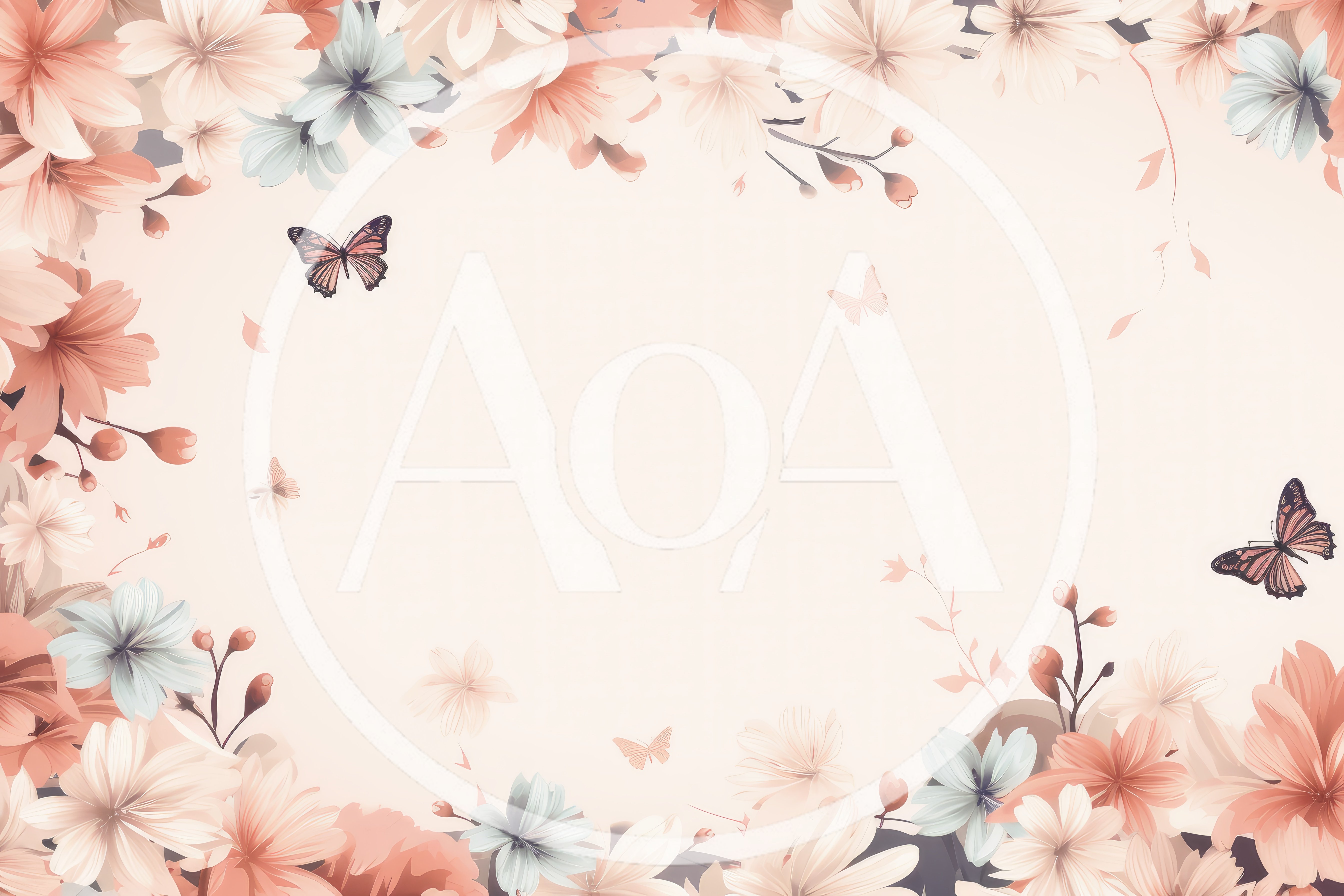 Floral Frame Background With Butterflies