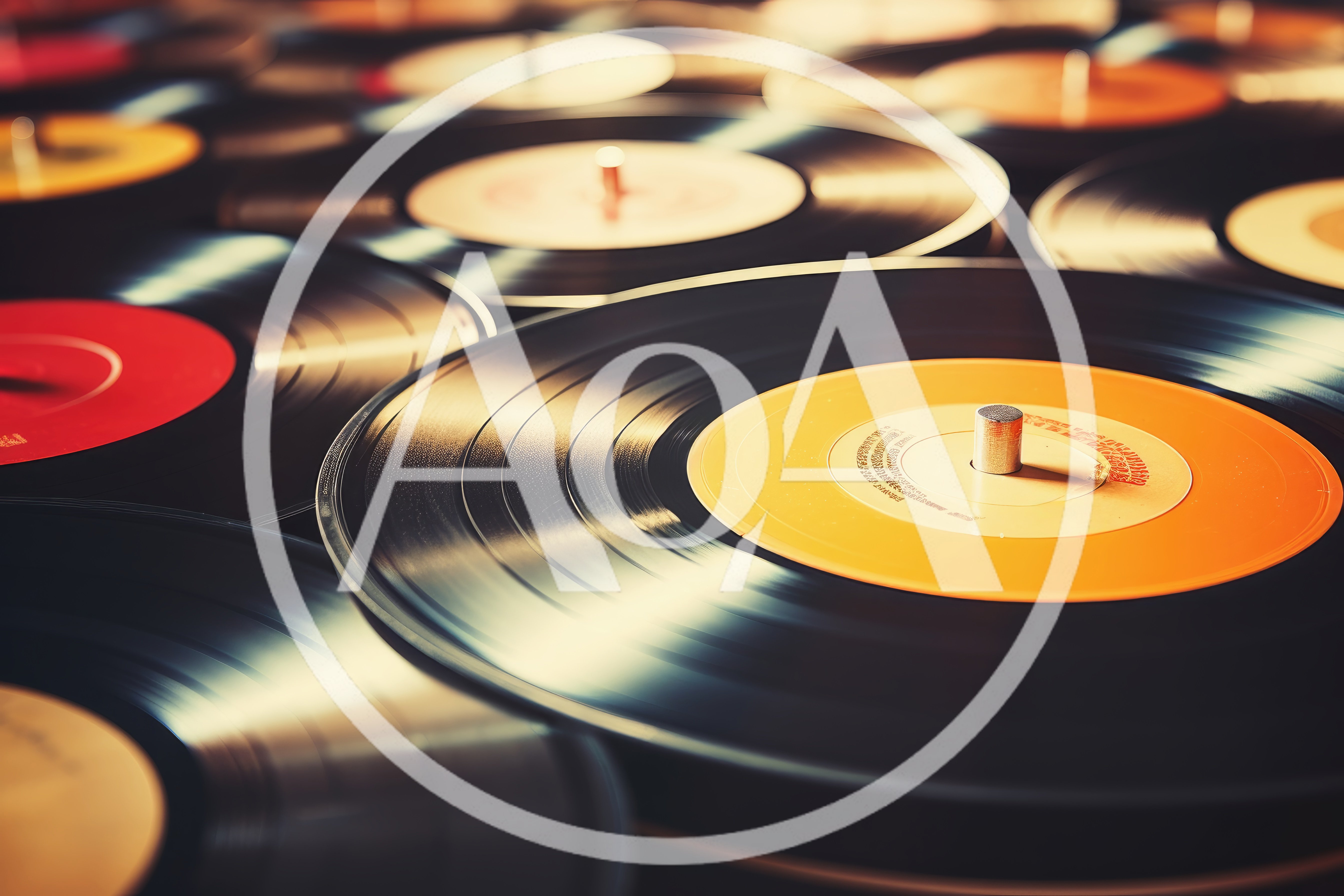 Collection Of Vintage Vinyl Records On Display
