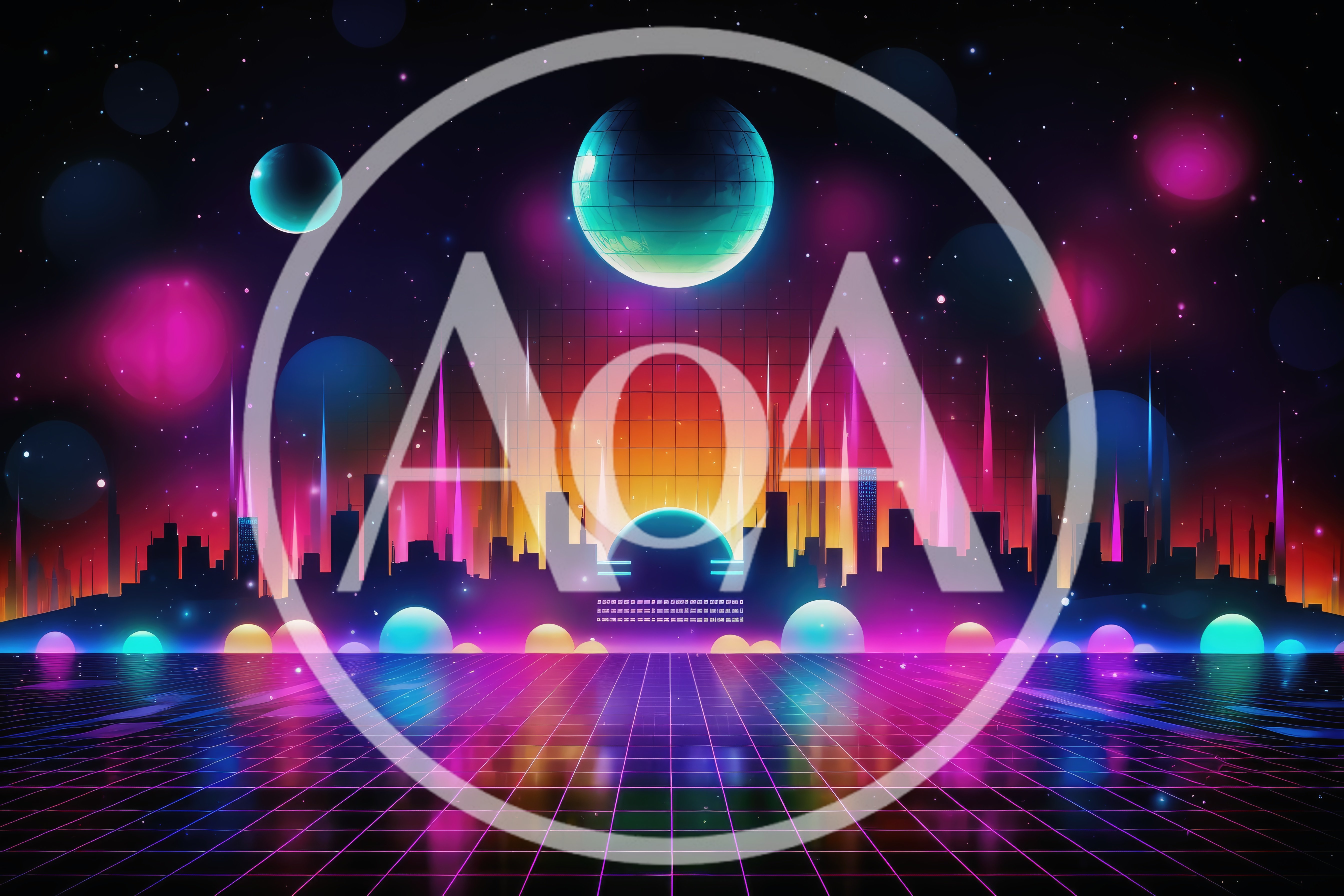 Retro Synthwave Cityscape With Glowing Neon Grid