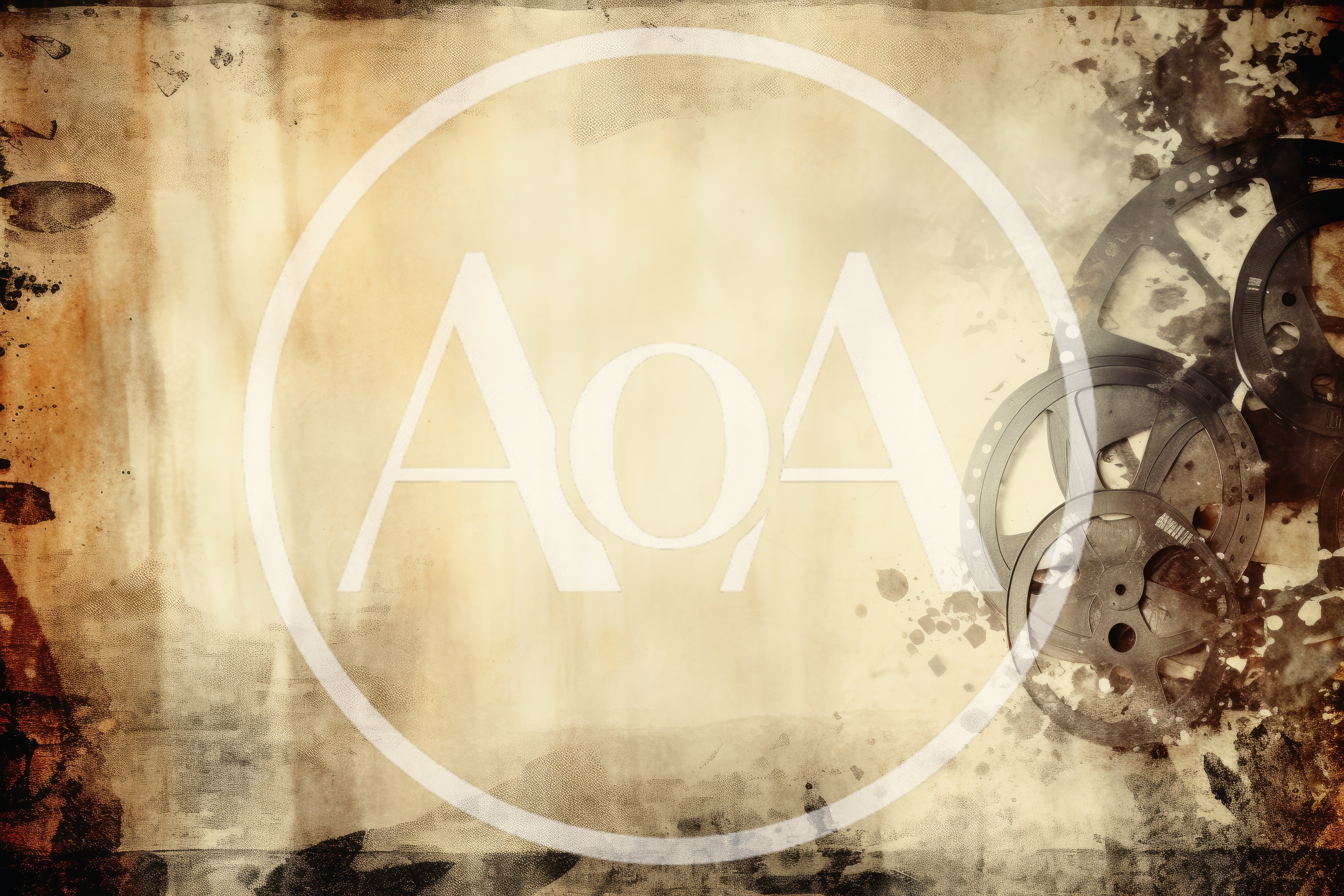 Vintage Film Reels On Grunge Textured Background