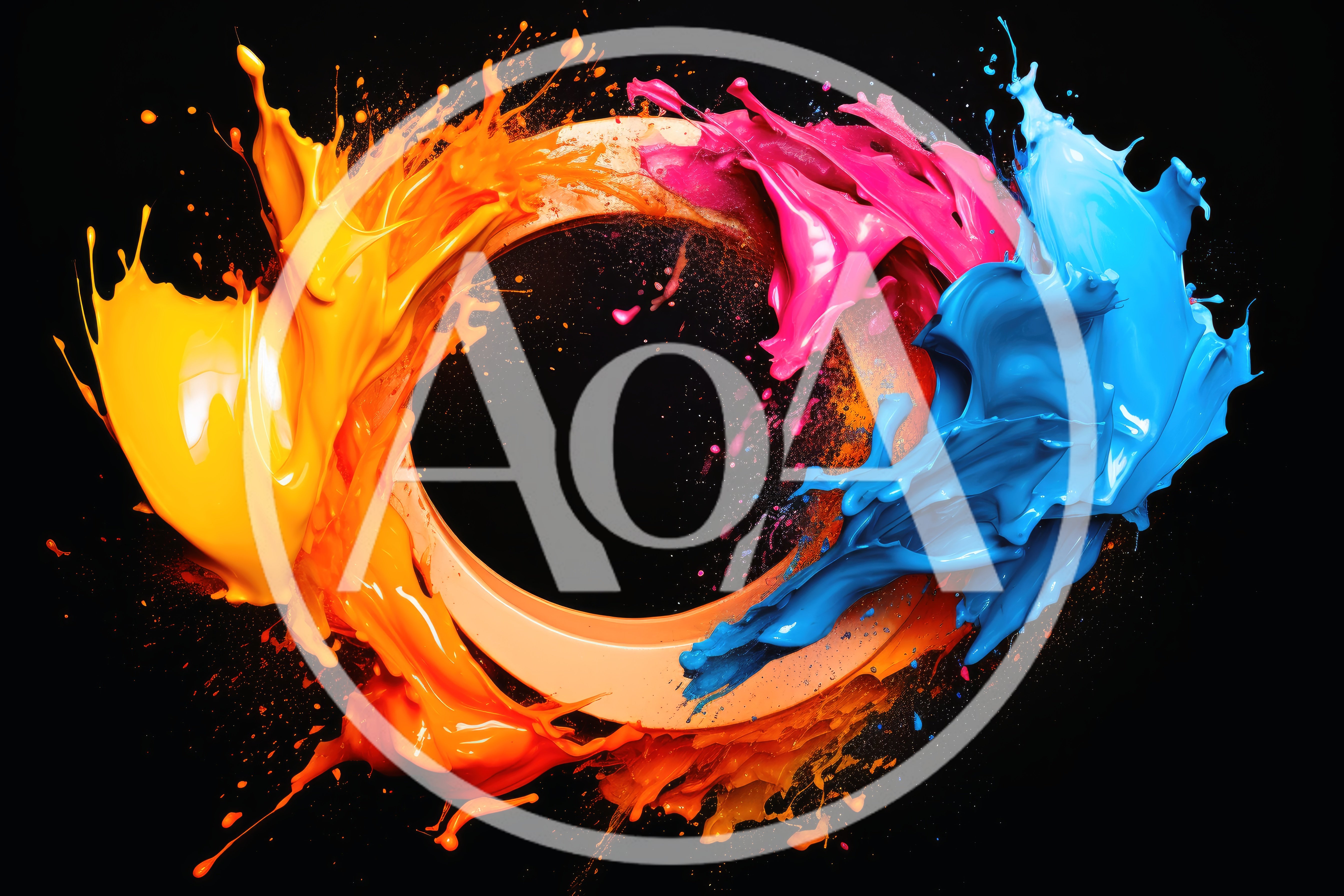 Abstract Circular Frame With Vibrant Paint Splashes