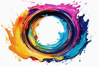 Abstract Circular Swirl Of Vibrant Liquid Paint