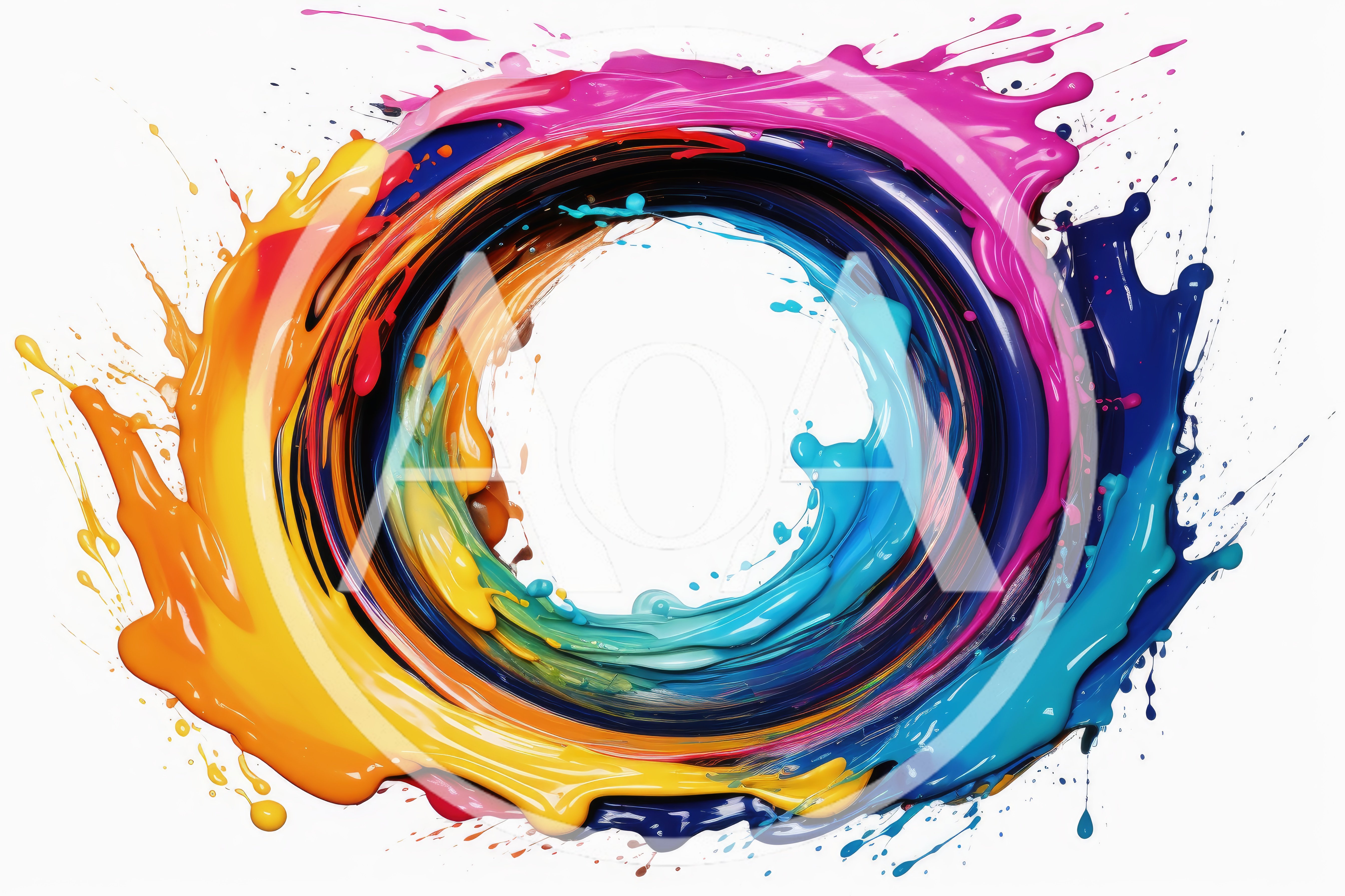 Abstract Circular Swirl Of Vibrant Liquid Paint