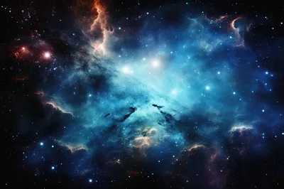 Vibrant Blue Nebula With Glowing Stars In Deep Space
