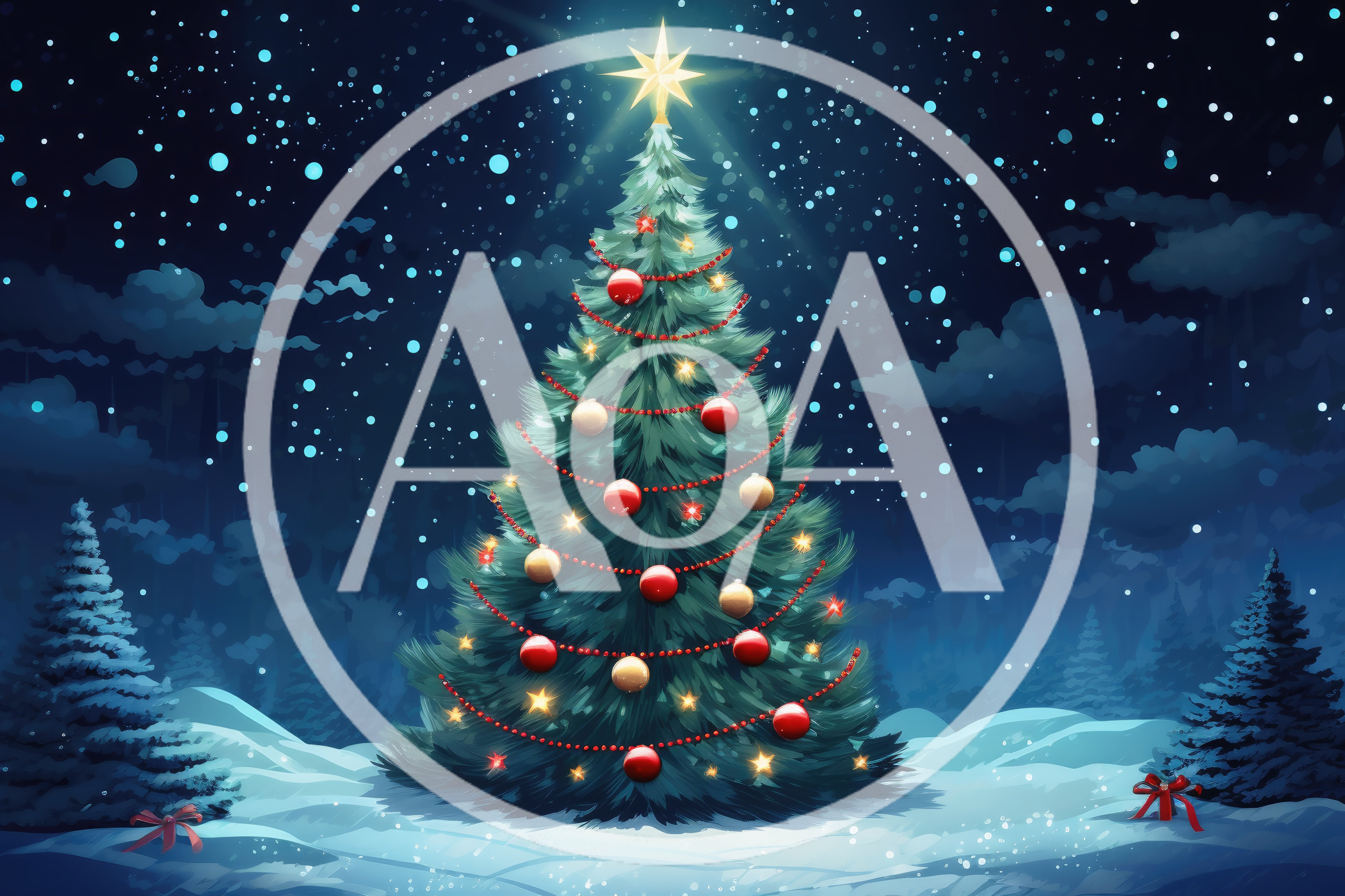 Decorated Christmas Tree In A Snowy Winter Forest