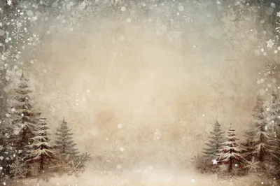 Vintage Winter Forest Background With Snowflakes