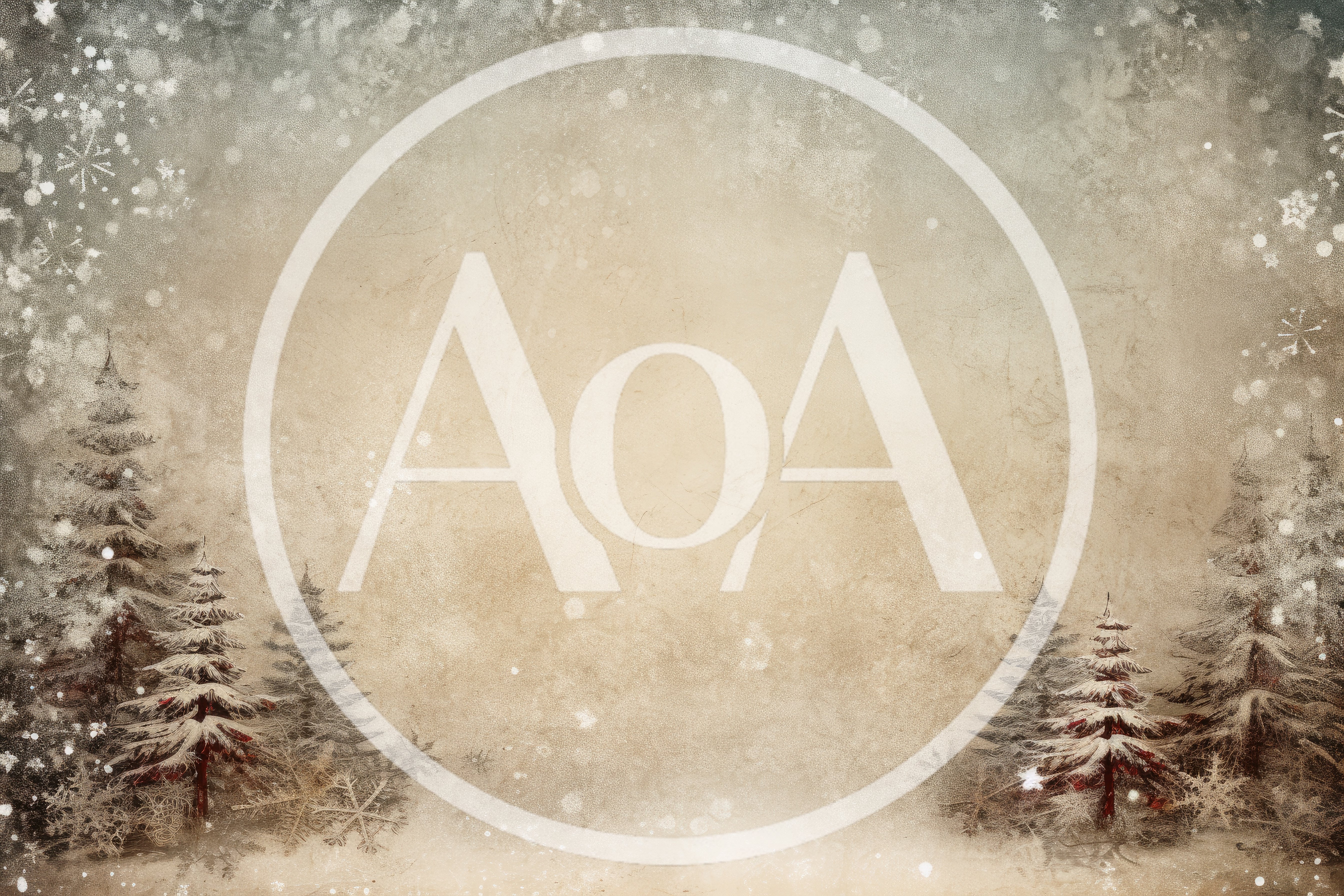 Vintage Winter Forest Background With Snowflakes