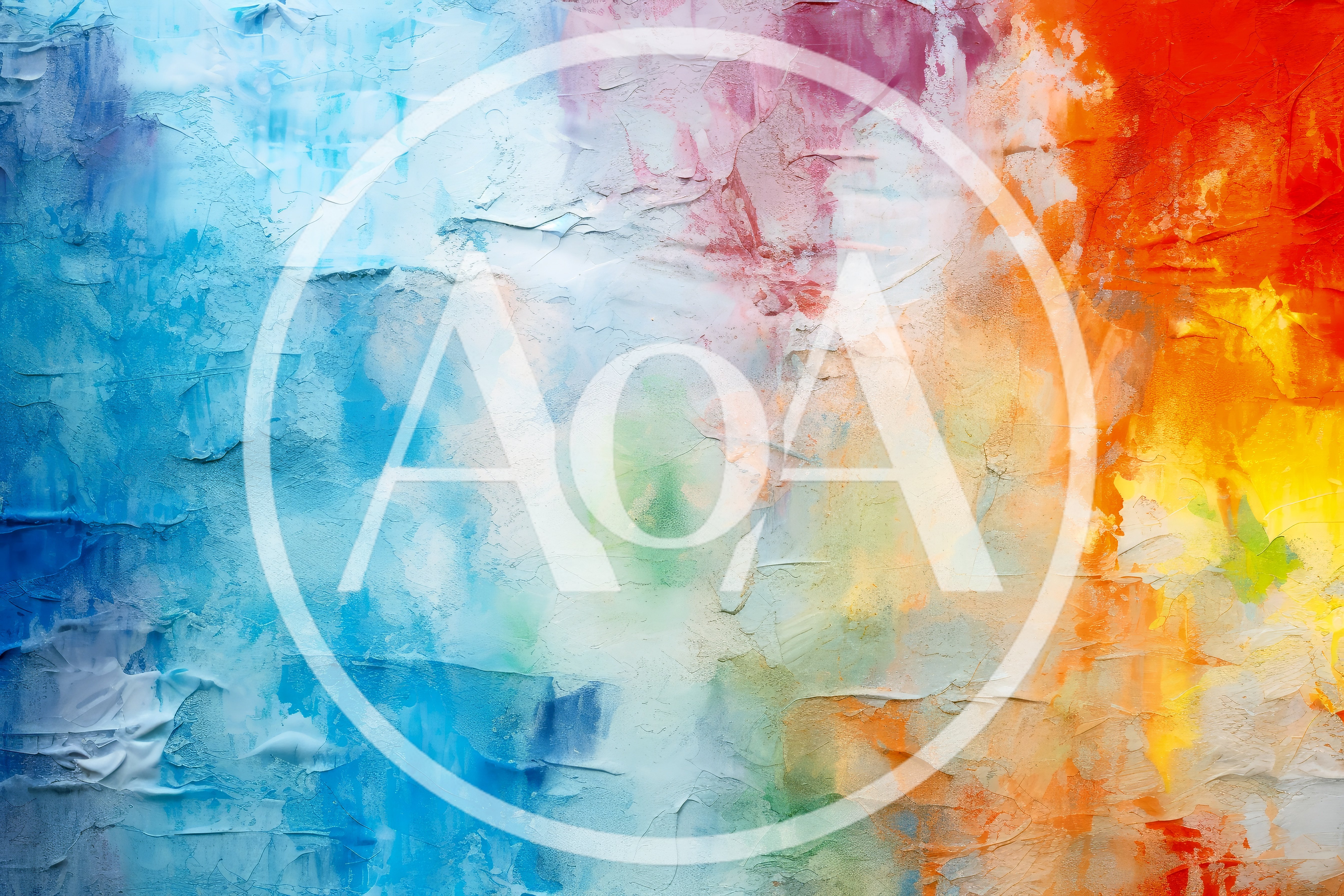 Abstract Oil Painting With Vibrant Blue And Orange Tones