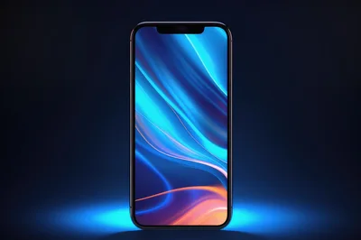 Modern Smartphone With Abstract Blue And Orange Light Display