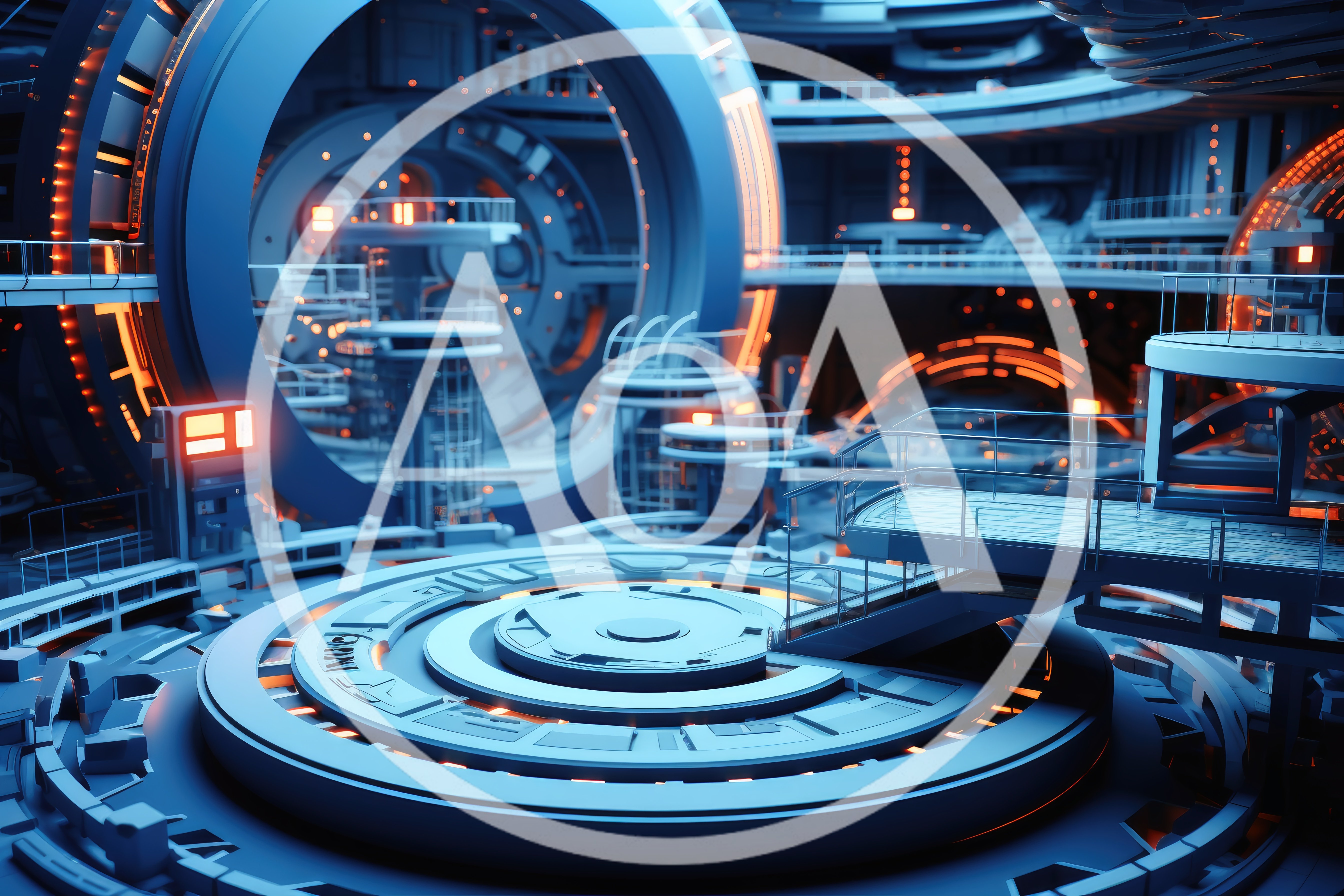 Futuristic Sci-Fi Laboratory Interior With Circular Platforms