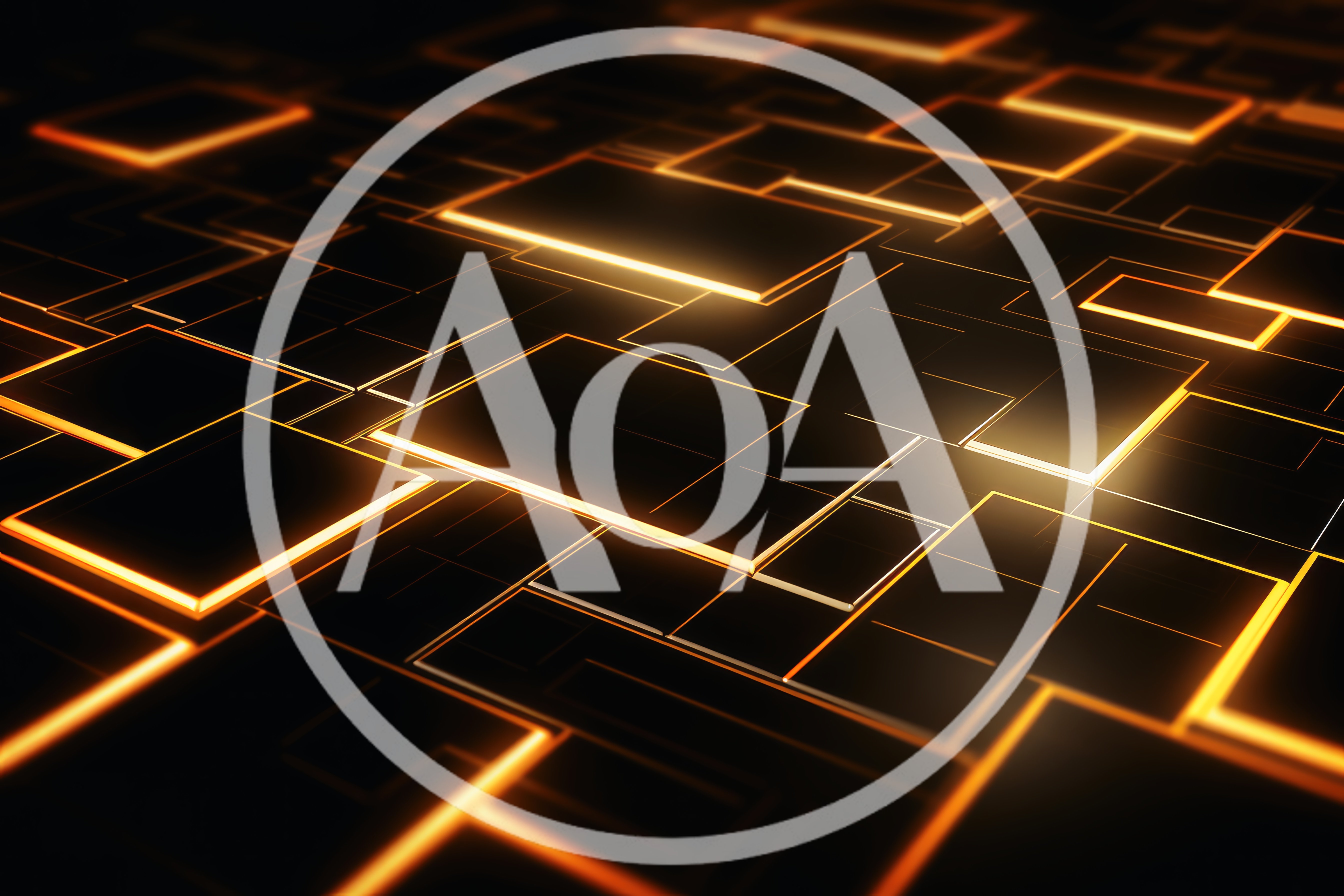 Abstract Digital Grid With Glowing Orange Light Lines
