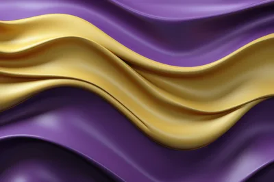 Abstract Flowing Purple And Gold Silk Fabric Background