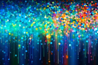 Abstract Digital Art With Colorful Bokeh Light Particles