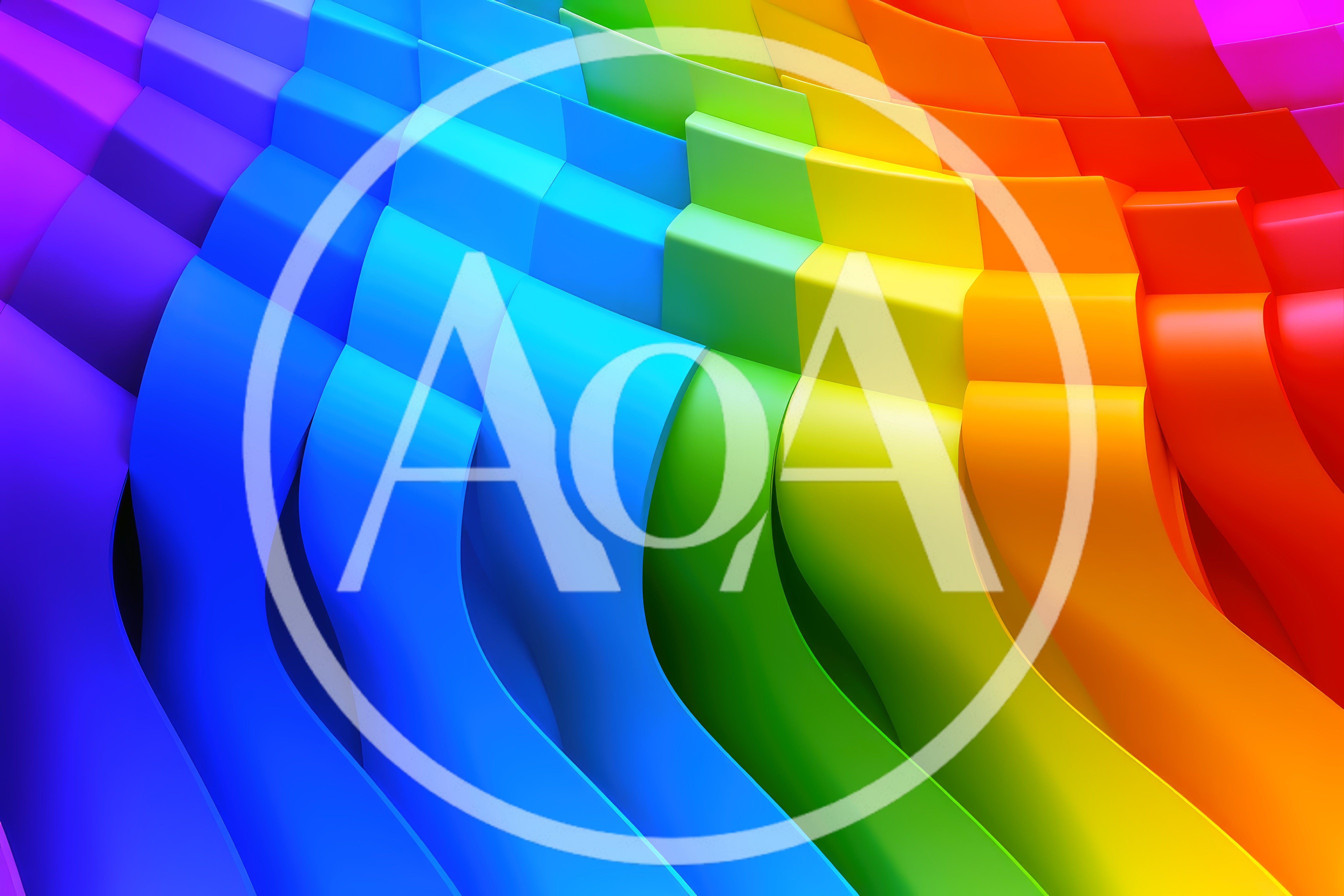 Abstract Rainbow Wavy Ribbons Background