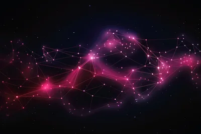 Abstract Digital Network Connection With Glowing Pink Nodes