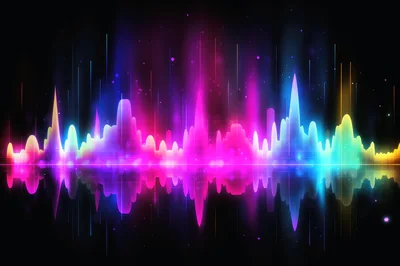 Abstract Neon Sound Wave Visualization