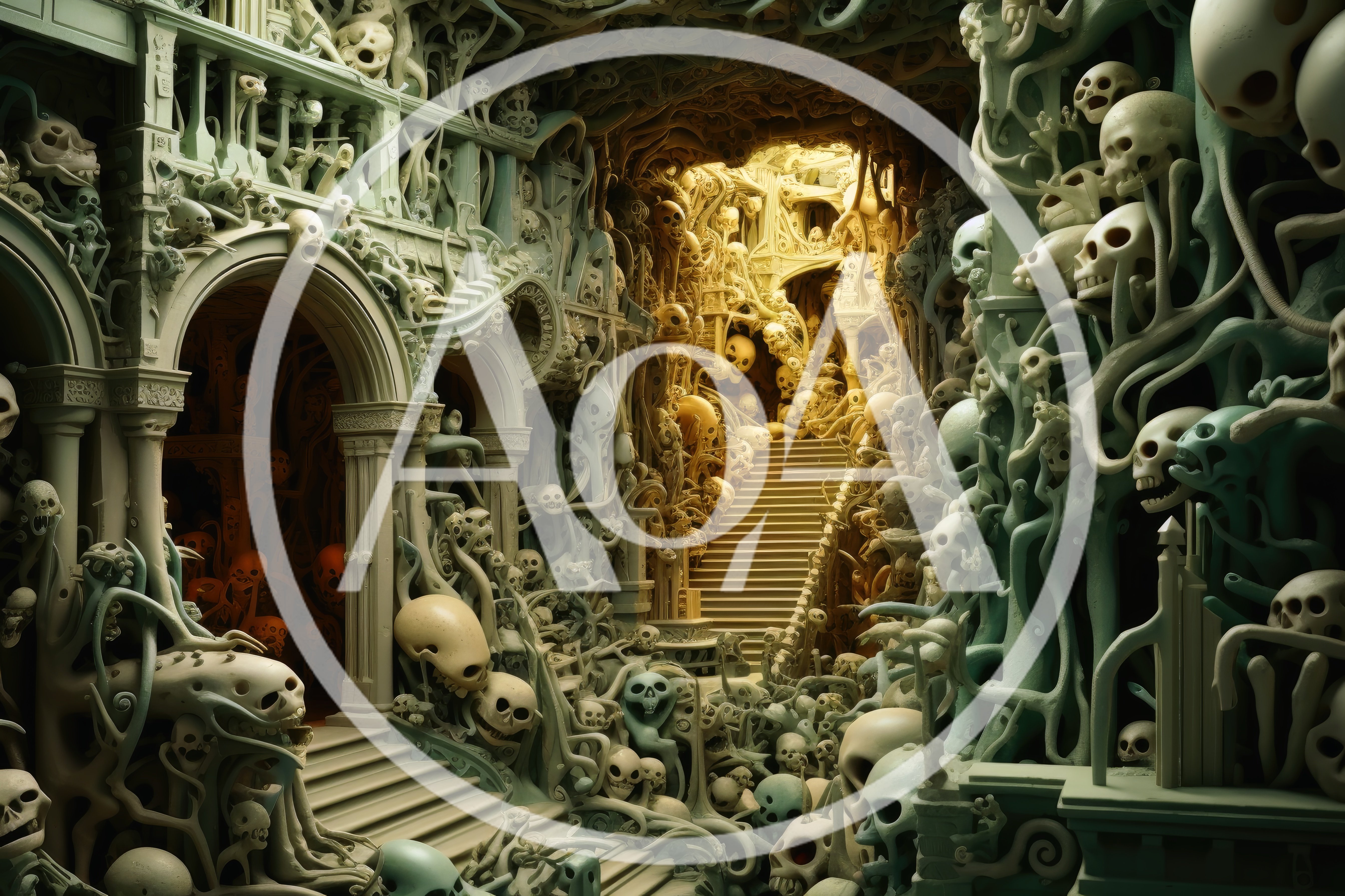 Surreal Gothic Architecture With Intricate Skull Sculptures