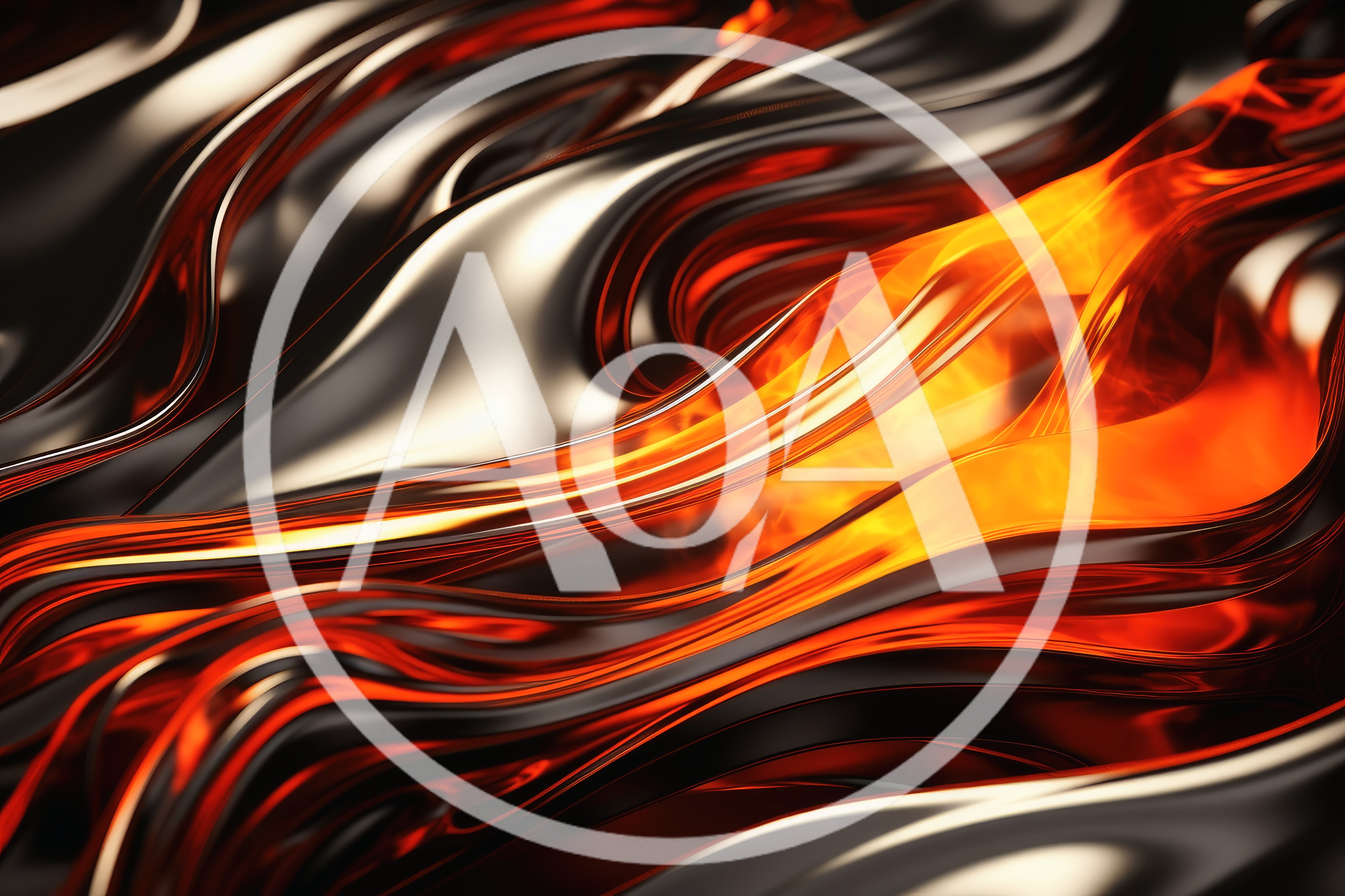 Abstract Liquid Metal Waves With Glowing Orange Light