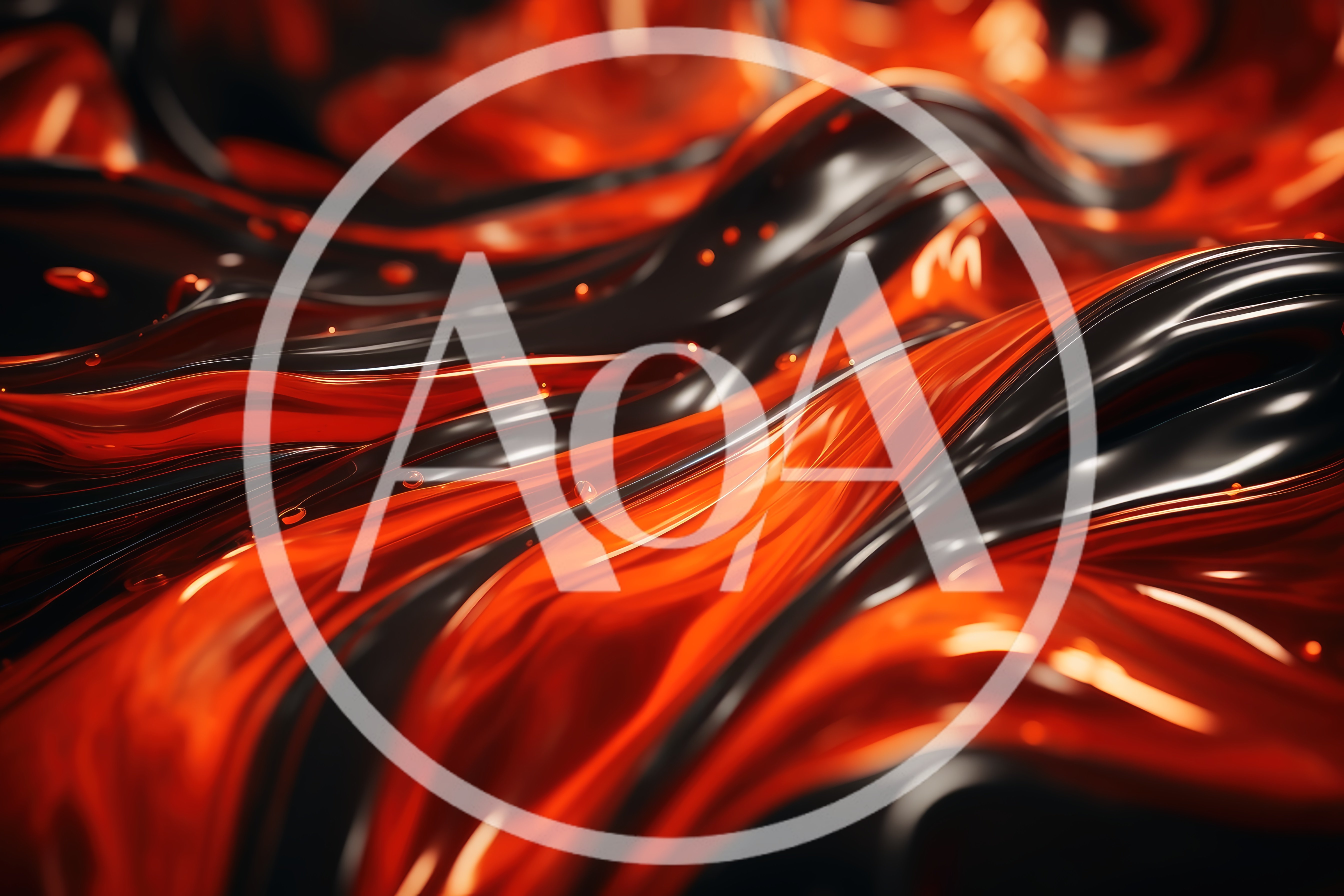 Abstract Liquid Flowing Waves Of Orange And Black