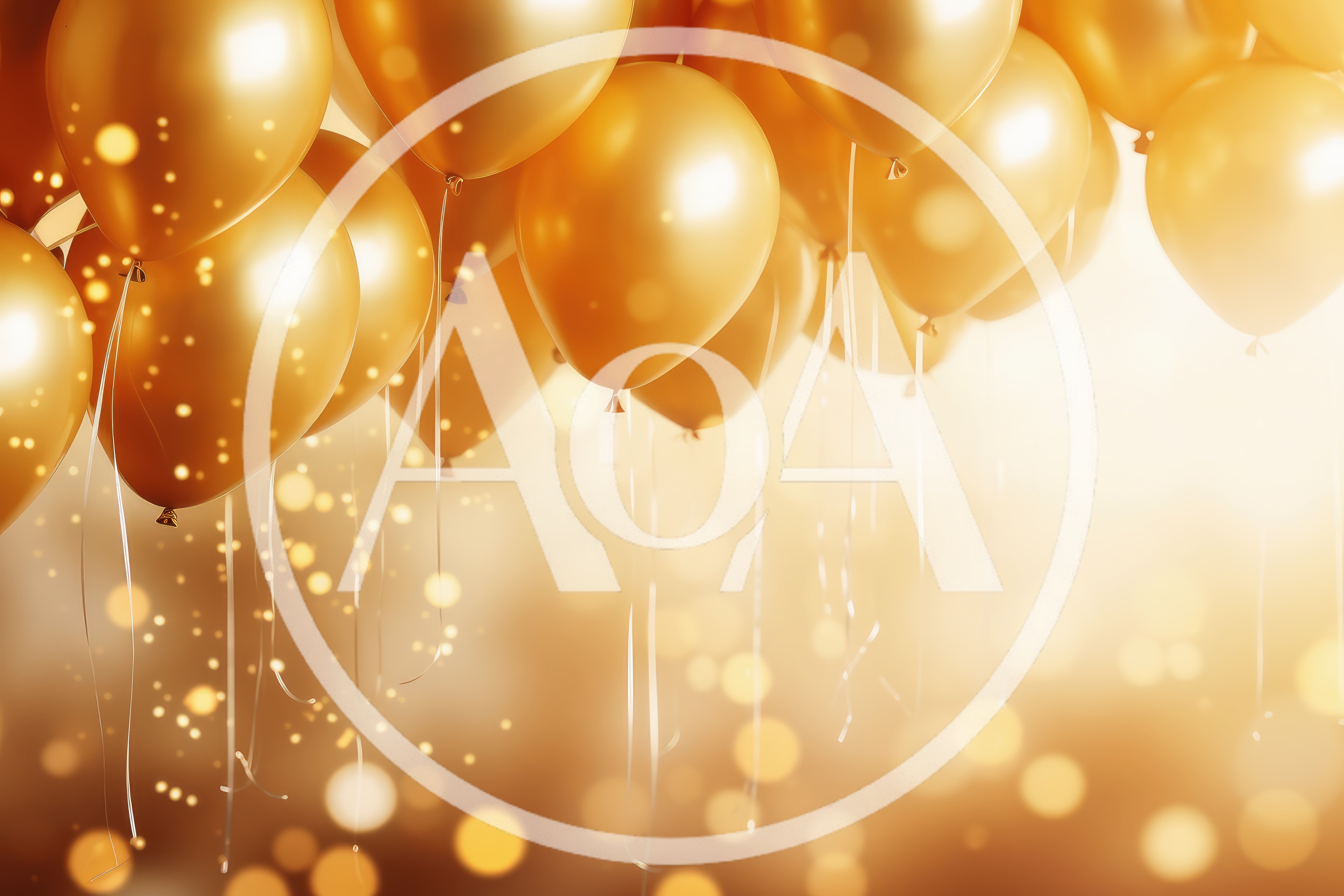 Golden Balloons Floating Against A Bokeh Background