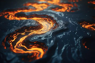 Abstract Glowing Lava Flow Topographic Texture