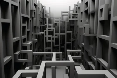 Abstract Geometric Maze Structure in Monochrome