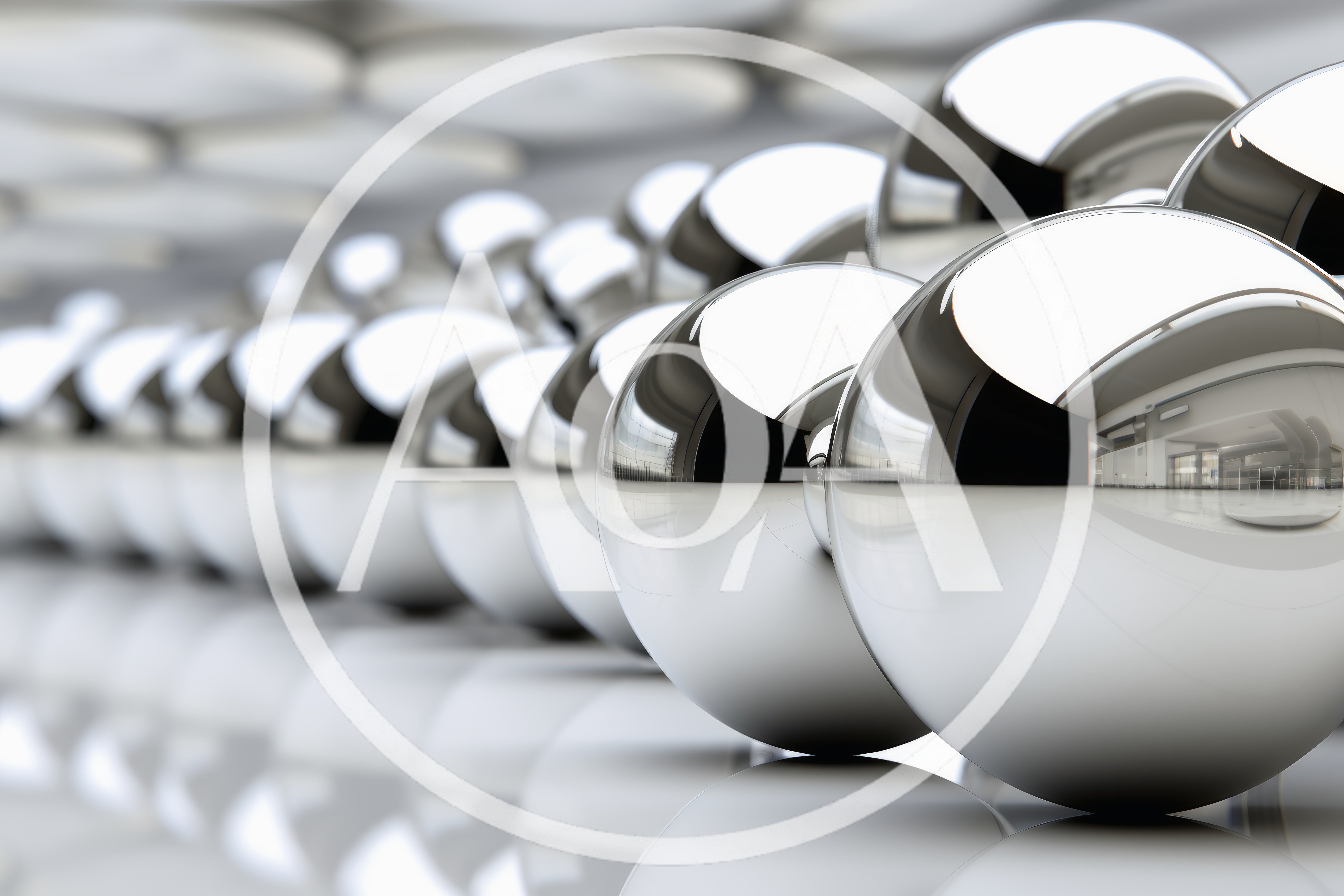 Polished Chrome Spheres Arranged In A Row
