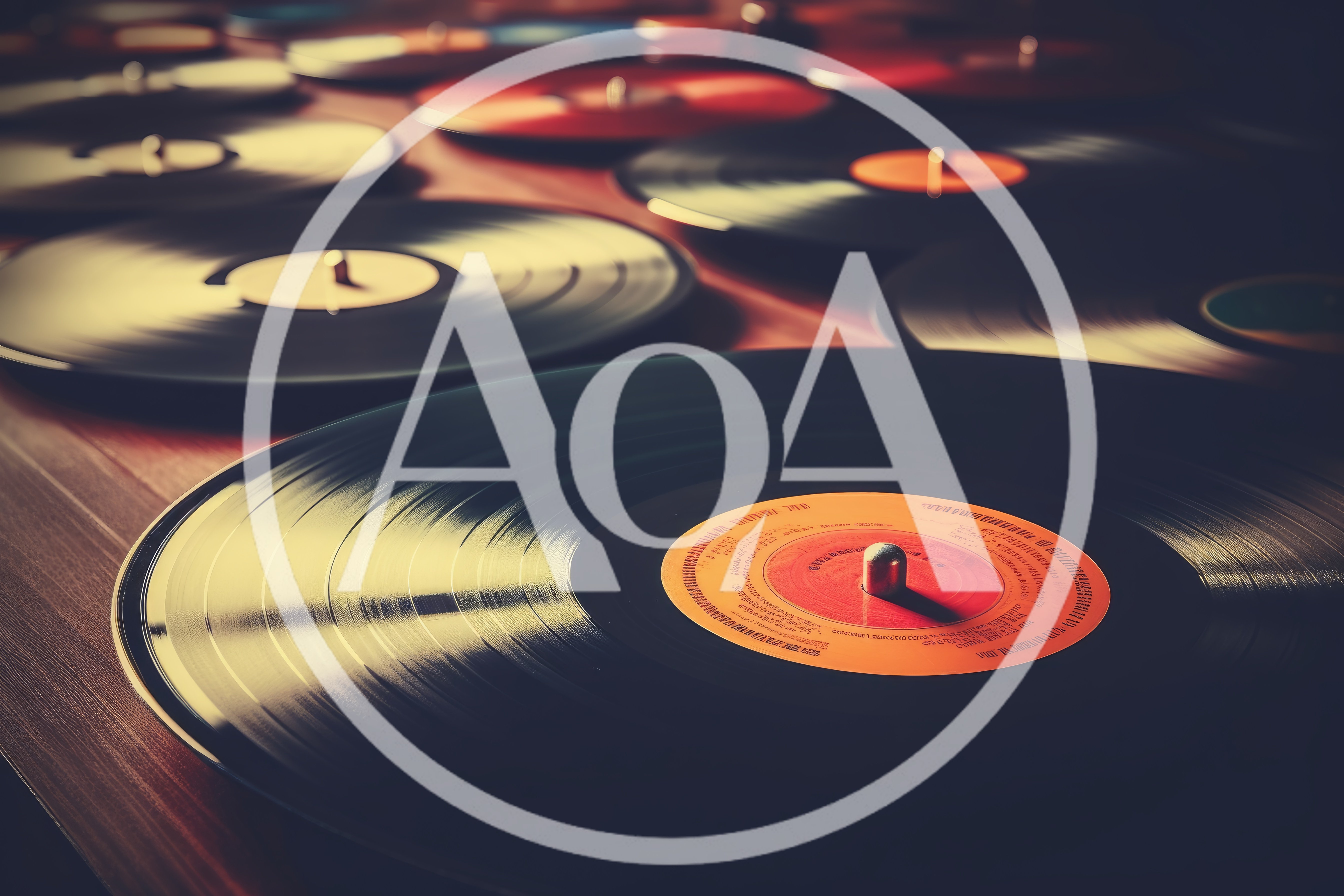 Collection Of Vintage Vinyl Records On A Table