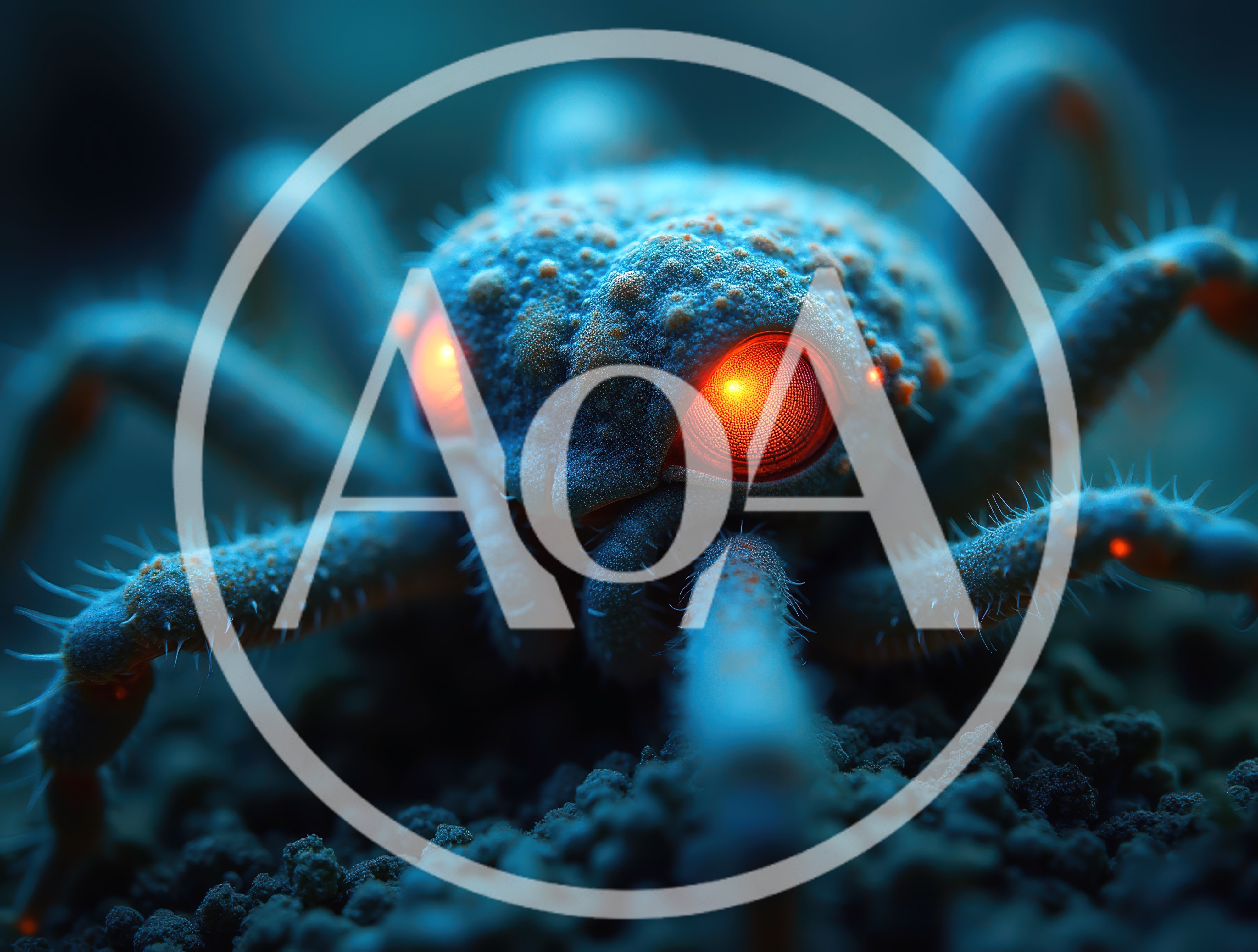 Macro Close Up Of A Glowing Eyed Alien Spider