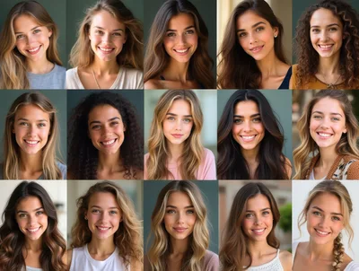 Collage Of Diverse Young Women Smiling Portraits