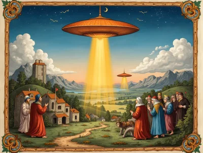 Medieval People Witnessing Alien UFO Spaceships